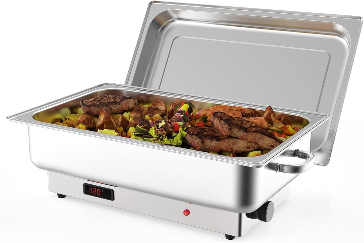 Garvee 9 QT Electric Chafing Dish with Lid, Silver