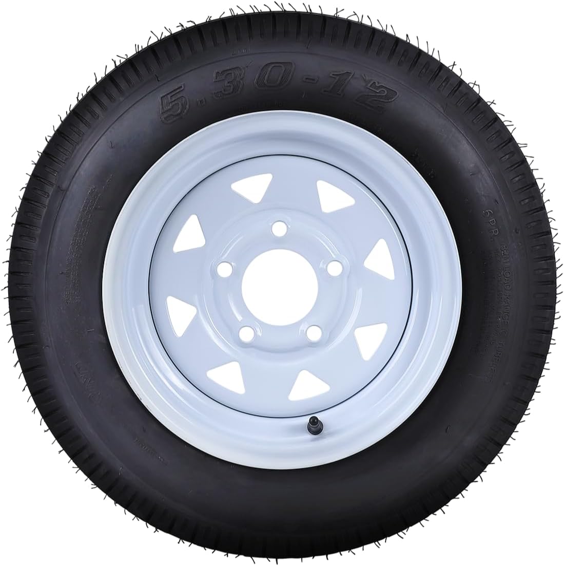 Riedhoff 5.30-12 Trailer Tires 2 Pack, with 12'' Rims, 5 Lug on 4.5", Load Range C, 6 PR, Black