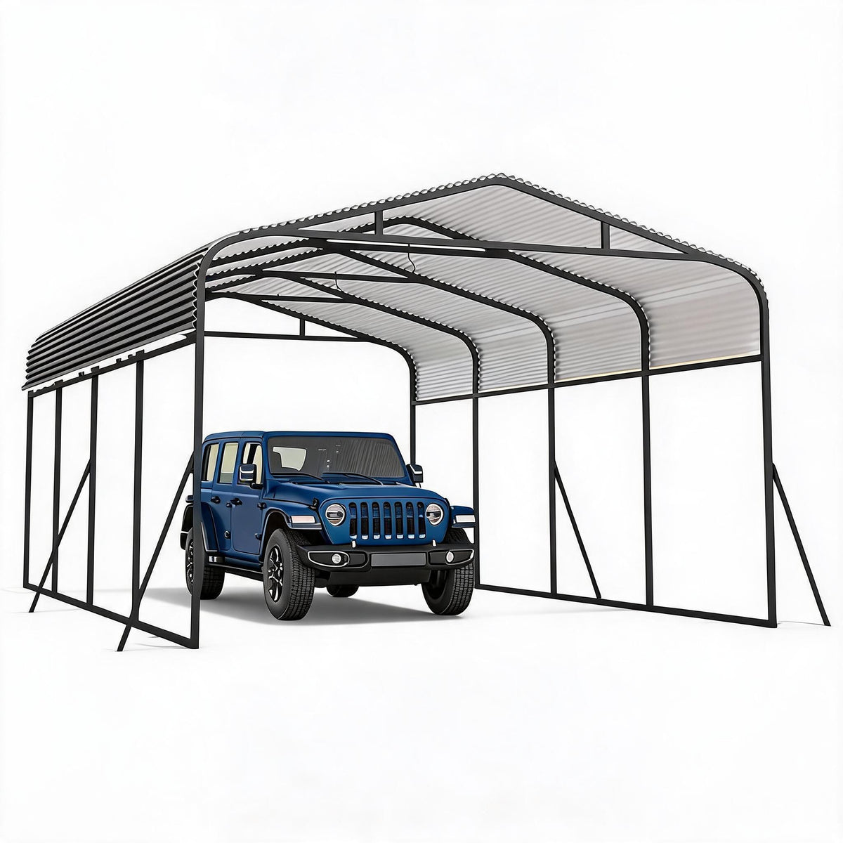 Riedhoff Metal Carport, Heavy Duty, Gray