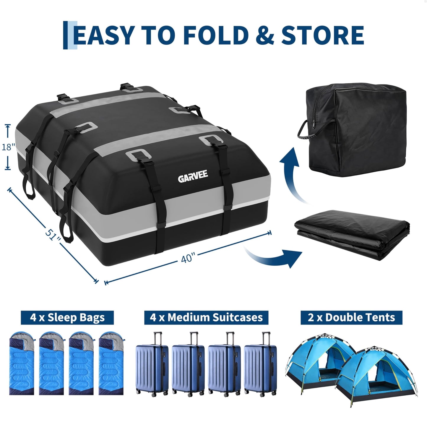 Garvee Car Rooftop Cargo Carrier Bag with Safety Hooks, Anti-Slip Mat, Lock for Cars & SUVs