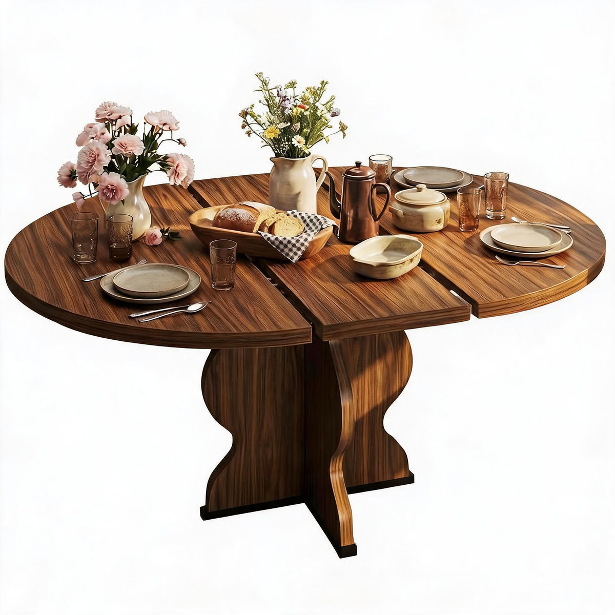 Riedhoff 47" to 63" Farmhouse Extendable Dining Table for 4-8