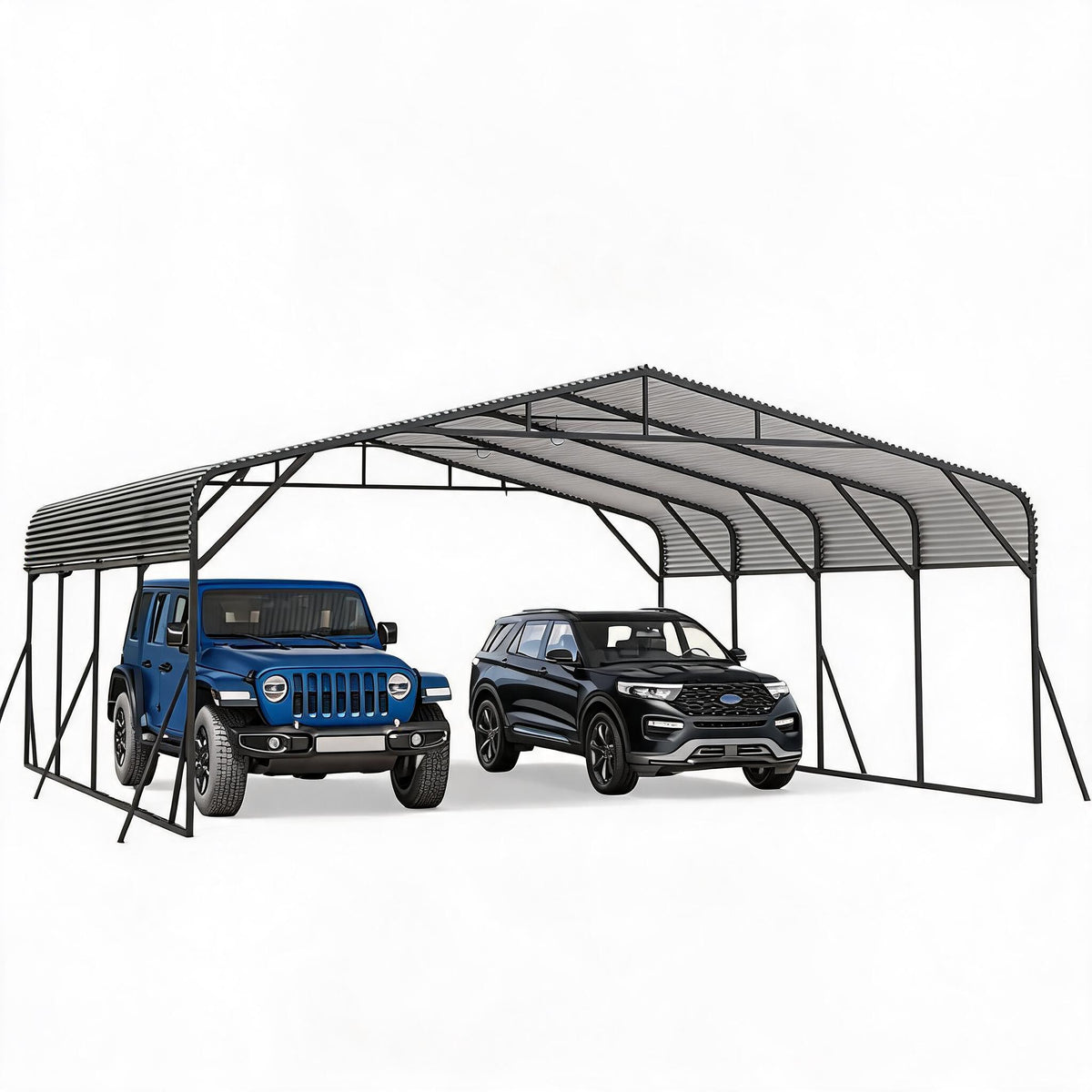 Riedhoff Metal Carport, Heavy Duty, Gray