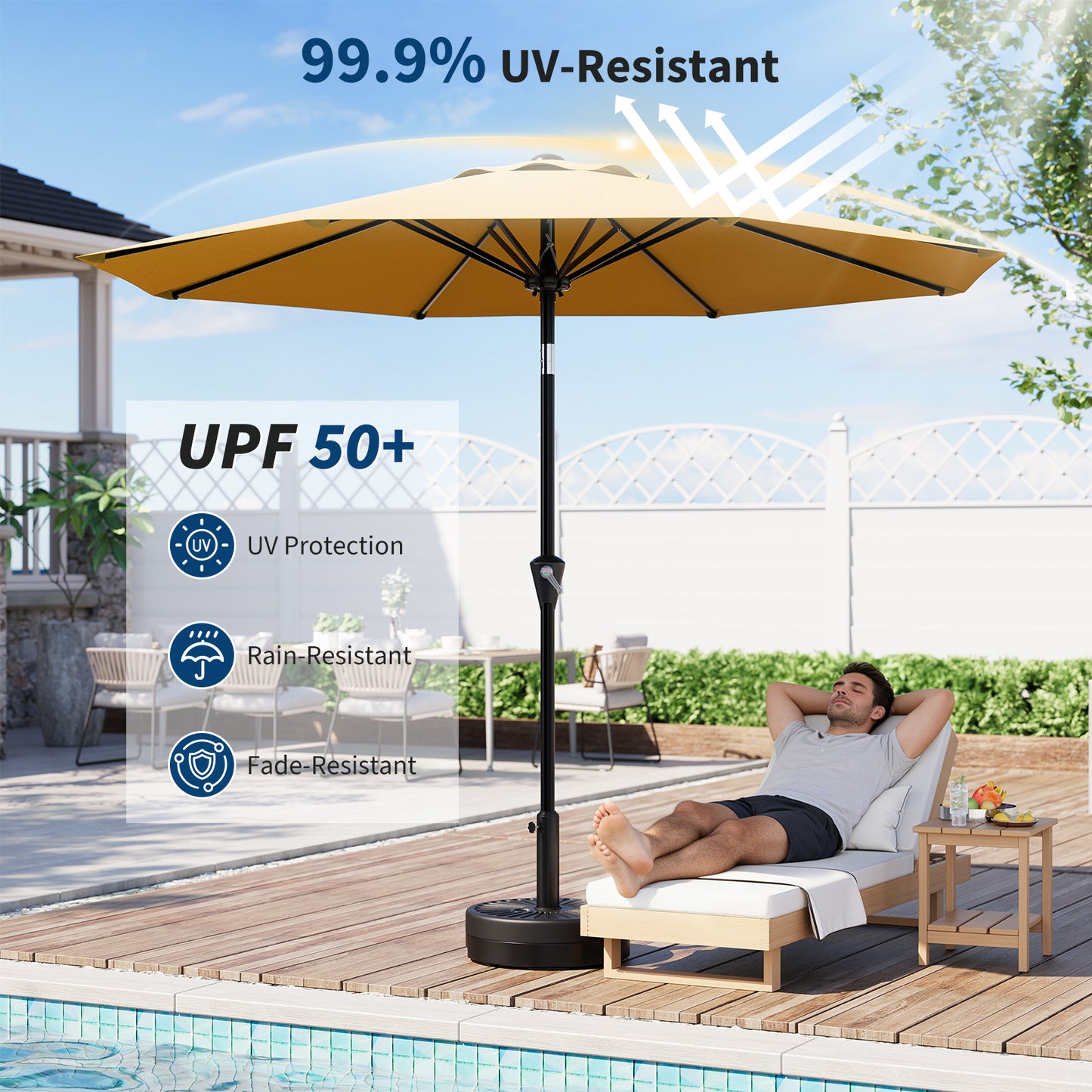 Garvee 10 feet Outdoor Patio Umbrella, with Push Button Tilt & 8 Sturdy Ribs
