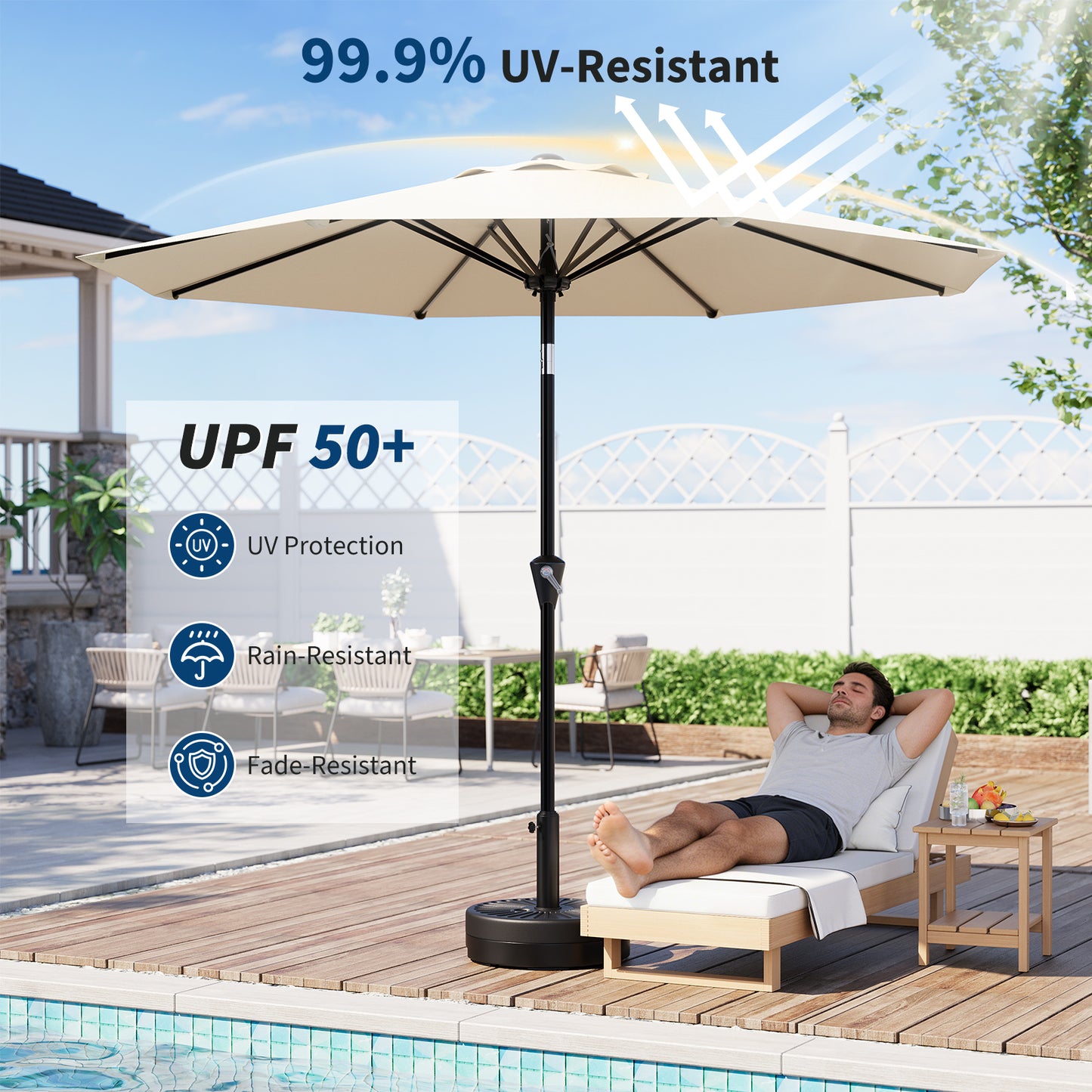 Garvee 10 feet Outdoor Patio Umbrella, with Push Button Tilt & 8 Sturdy Ribs