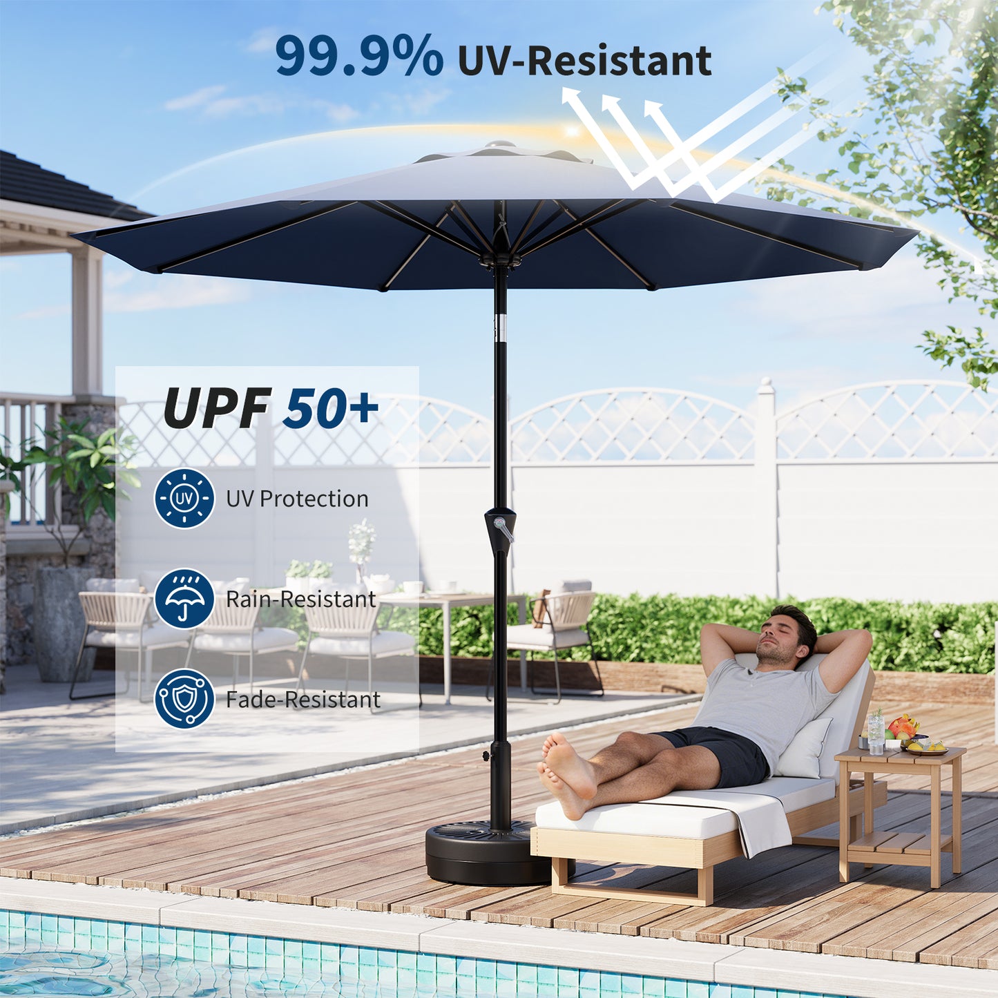 Garvee 10 feet Outdoor Patio Umbrella, with Push Button Tilt & 8 Sturdy Ribs