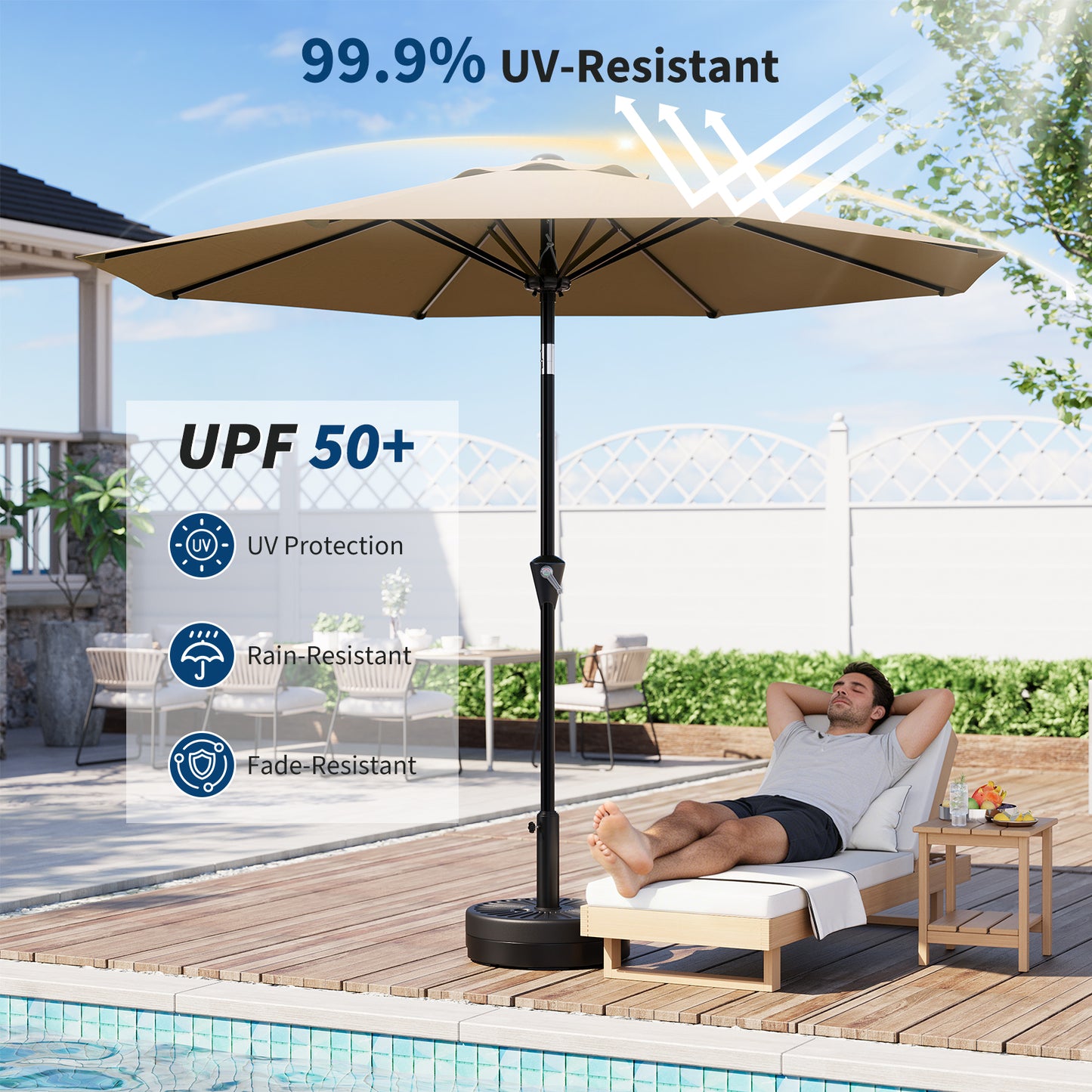 Garvee 10 feet Outdoor Patio Umbrella, with Push Button Tilt & 8 Sturdy Ribs