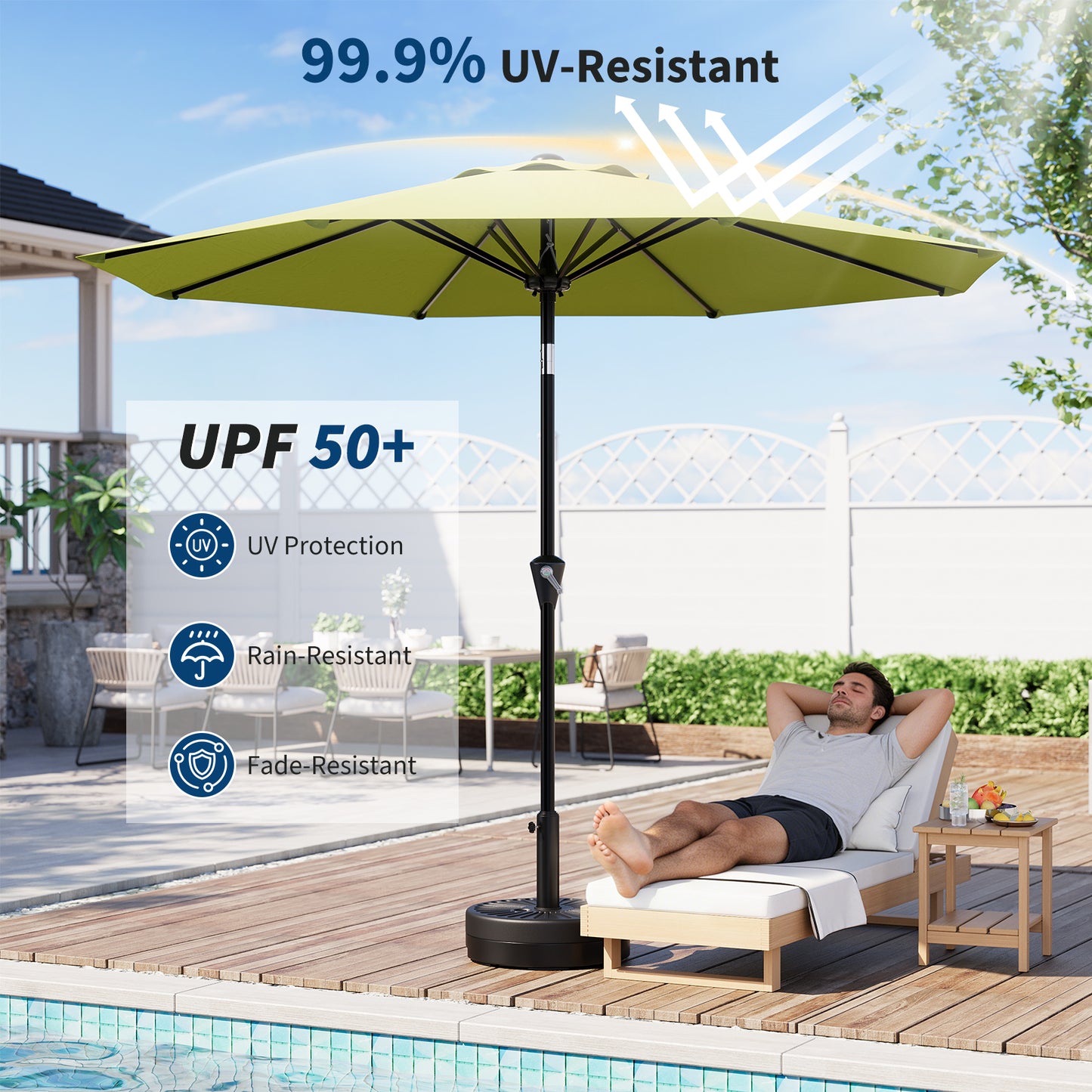 Garvee 10 feet Outdoor Patio Umbrella, with Push Button Tilt & 8 Sturdy Ribs