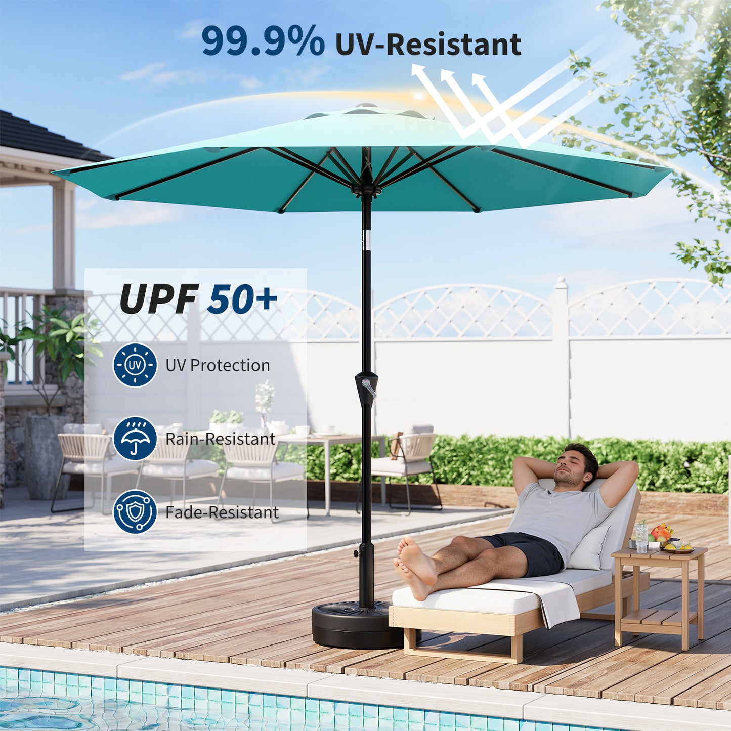 Garvee 9 feet Outdoor Patio Umbrella, with Push Button Tilt & 8 Sturdy Ribs