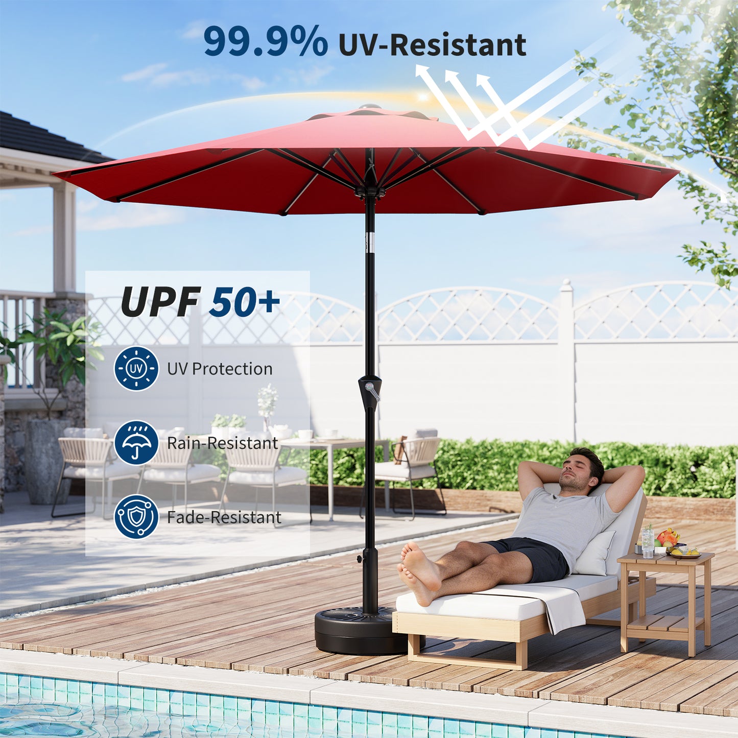 Garvee 10 feet Outdoor Patio Umbrella, with Push Button Tilt & 8 Sturdy Ribs