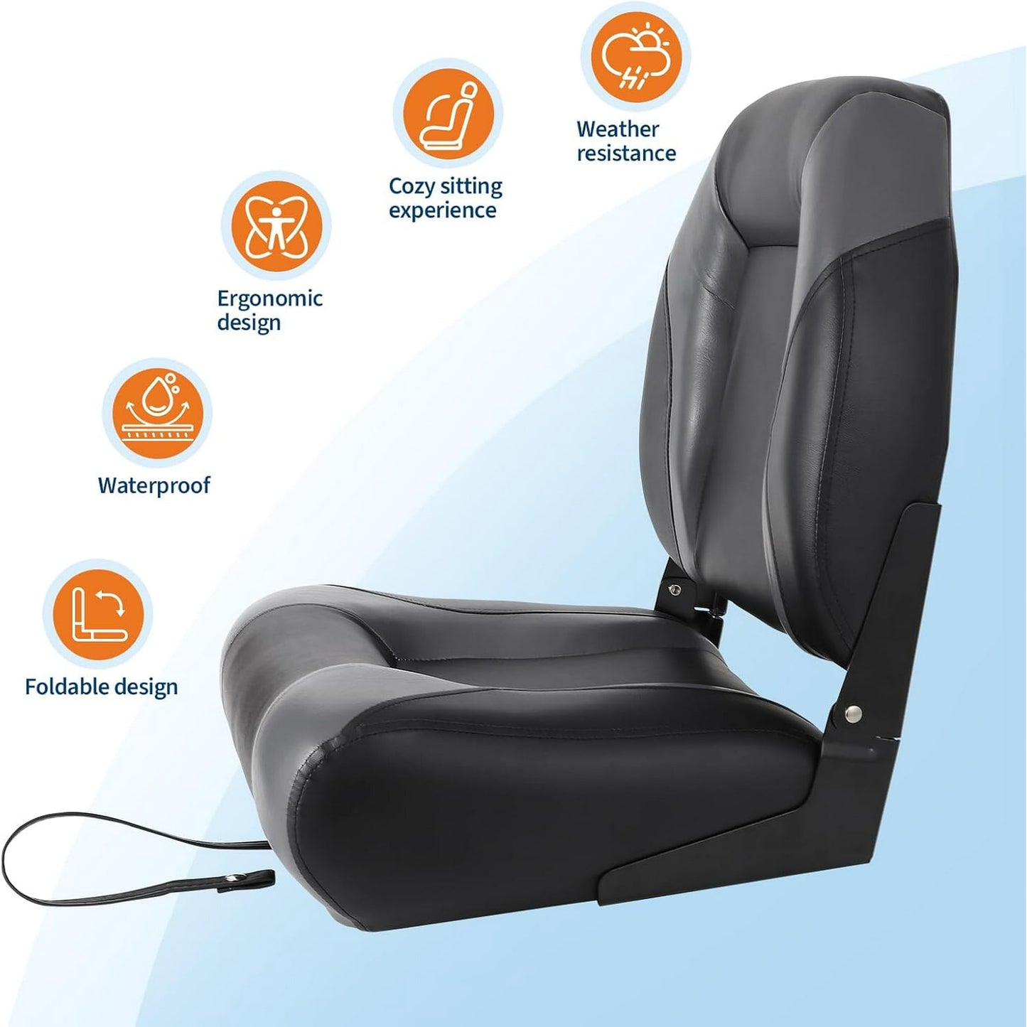 Garvee Folding Boat Seats, High Back, 2 Pack, Thick Sponge Padding and Hinge