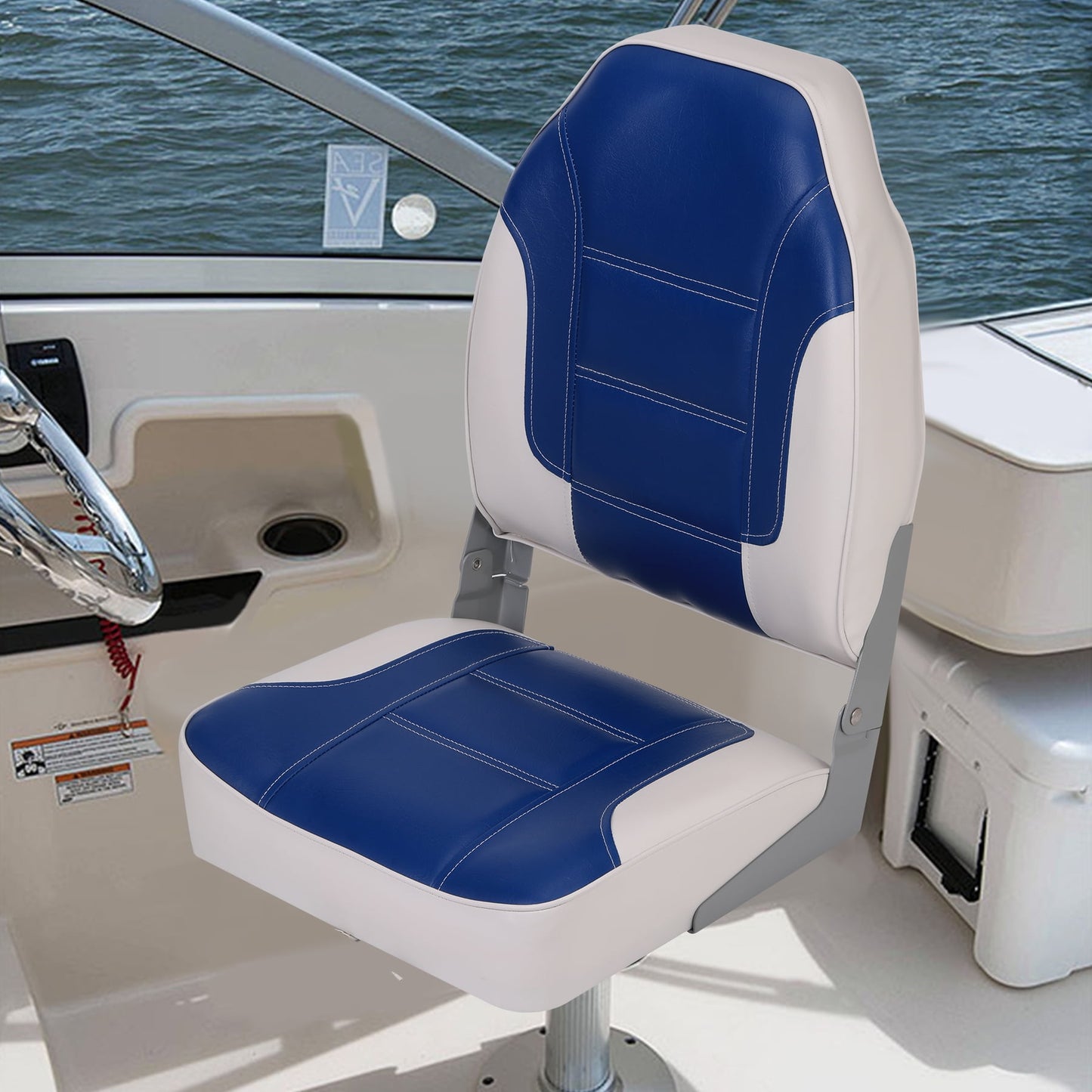 Garvee Folding Boat Seats, High Back, 2 Pack, Thick Sponge Padding and Hinge