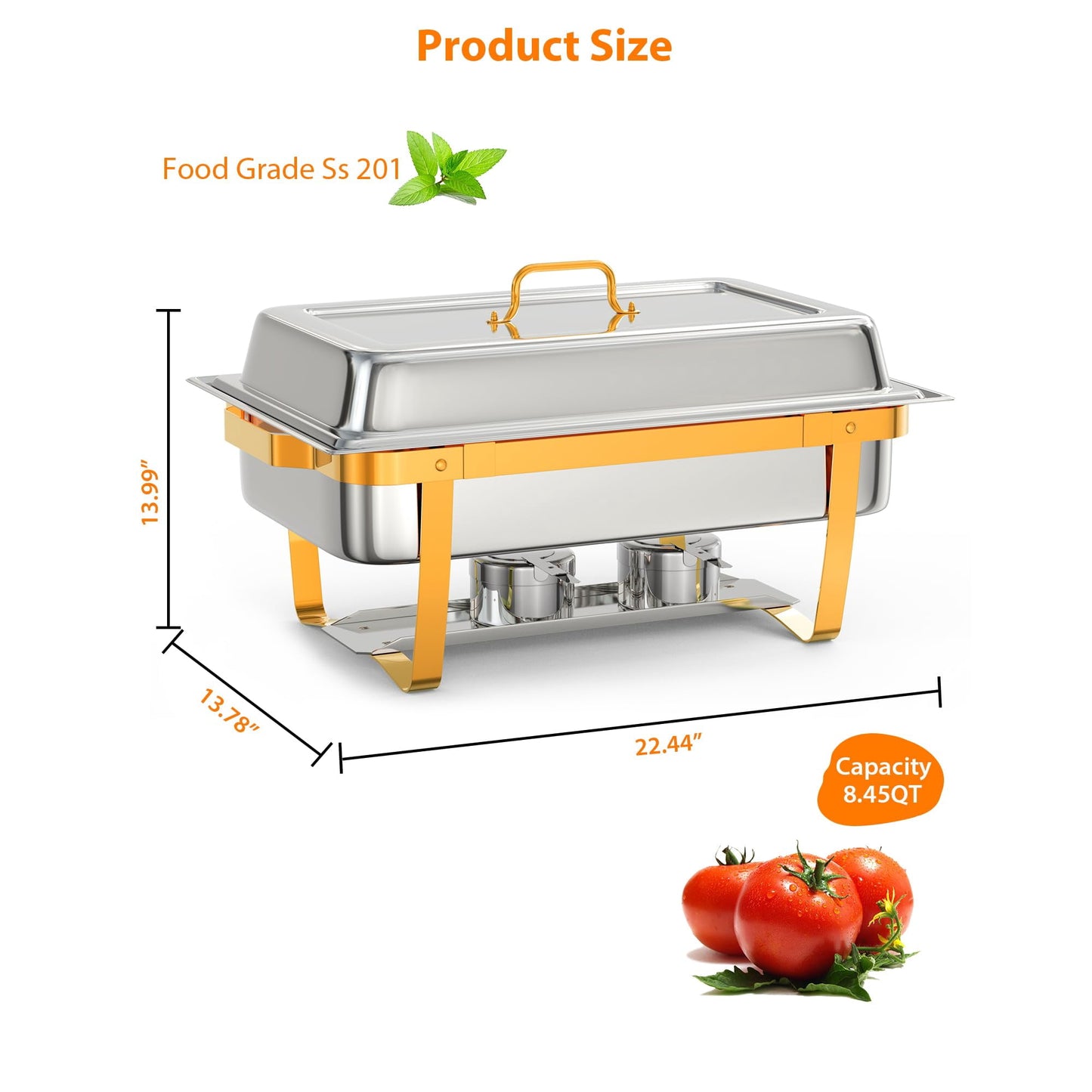 Garvee Electric Hot Pot 8 Qt Chafing Dishes with Buffet Lid Holder, Spoon and Tweezers