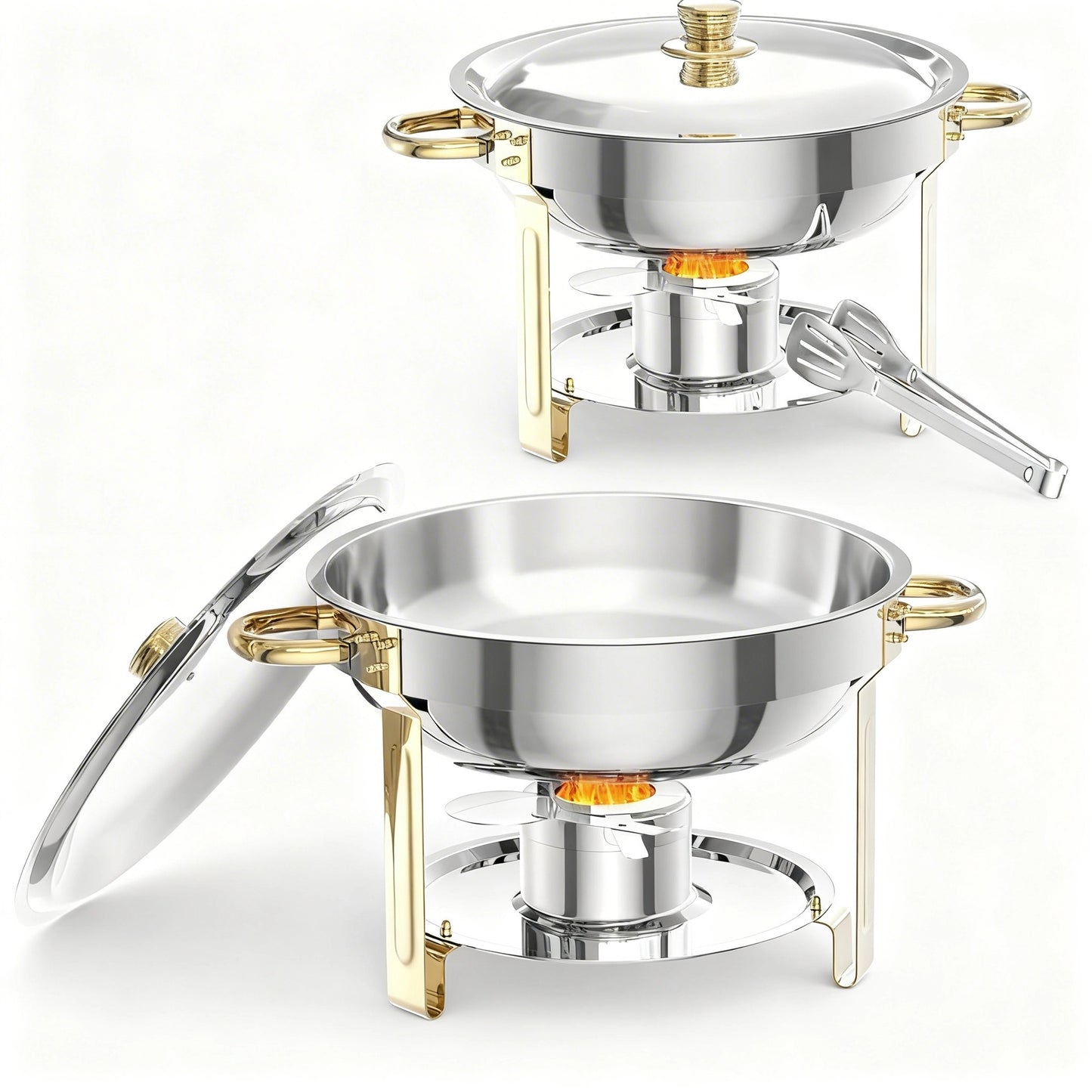 Garvee 5 qt Round Food Warmers Chafing Dish Buffet, Gold