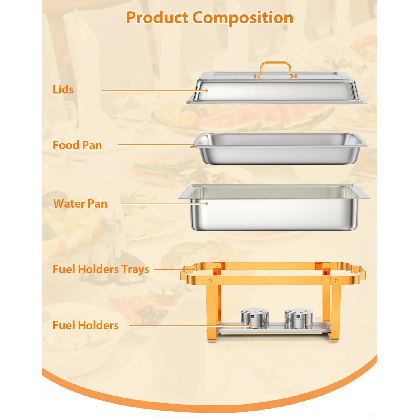 Garvee Electric Hot Pot 8 Qt Chafing Dishes with Buffet Lid Holder, Spoon and Tweezers