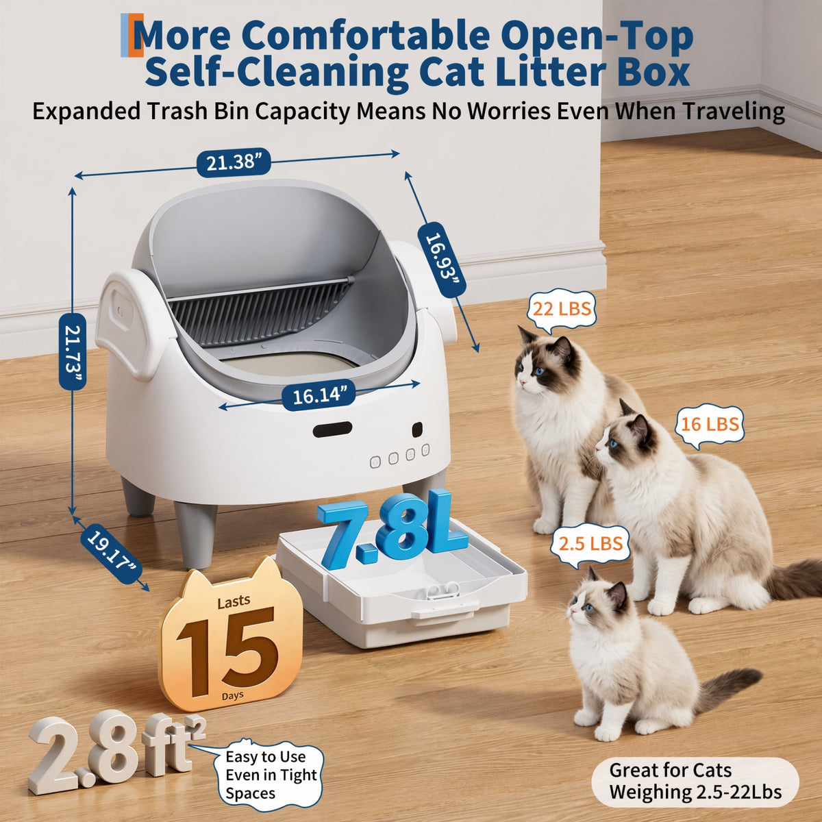 Riedhoff Self-Cleaning Automatic Odor-Control Litter Box, with Smart App Controlled