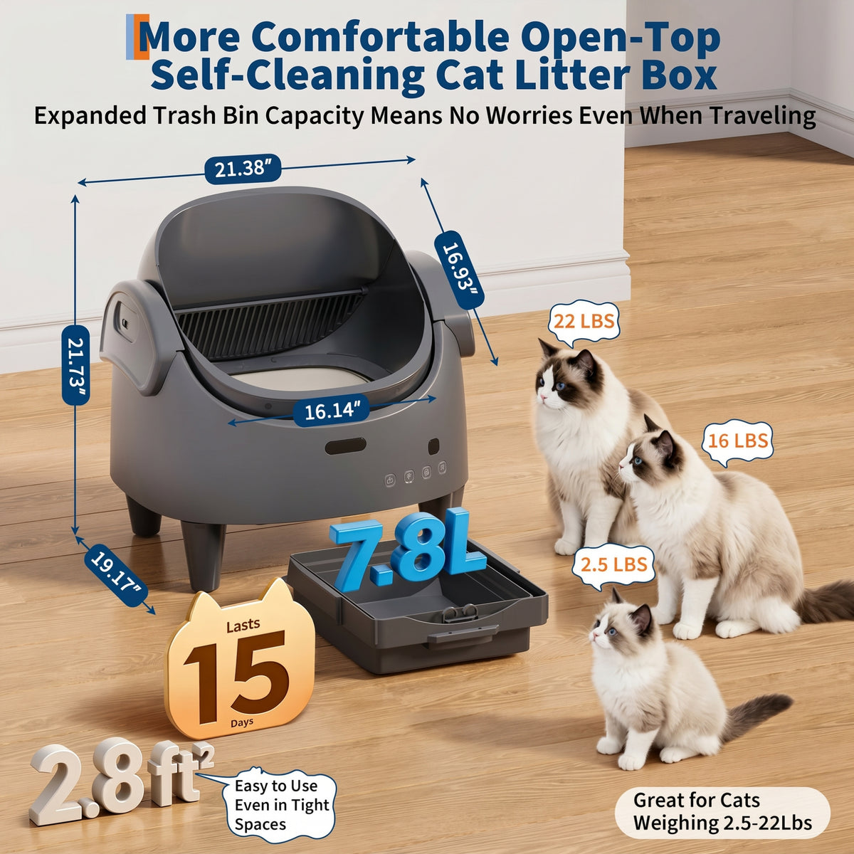 Riedhoff Self-Cleaning Automatic Odor-Control Litter Box, with Smart App Controlled