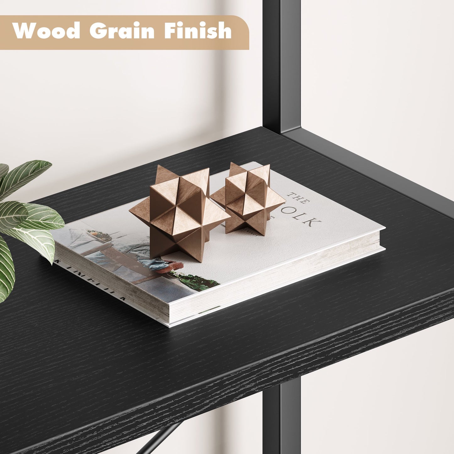 Goldensoil 5 Tier Bookcase, Arched Display Rack, Metal Frame, Modern Storage Rack Shelf, Black
