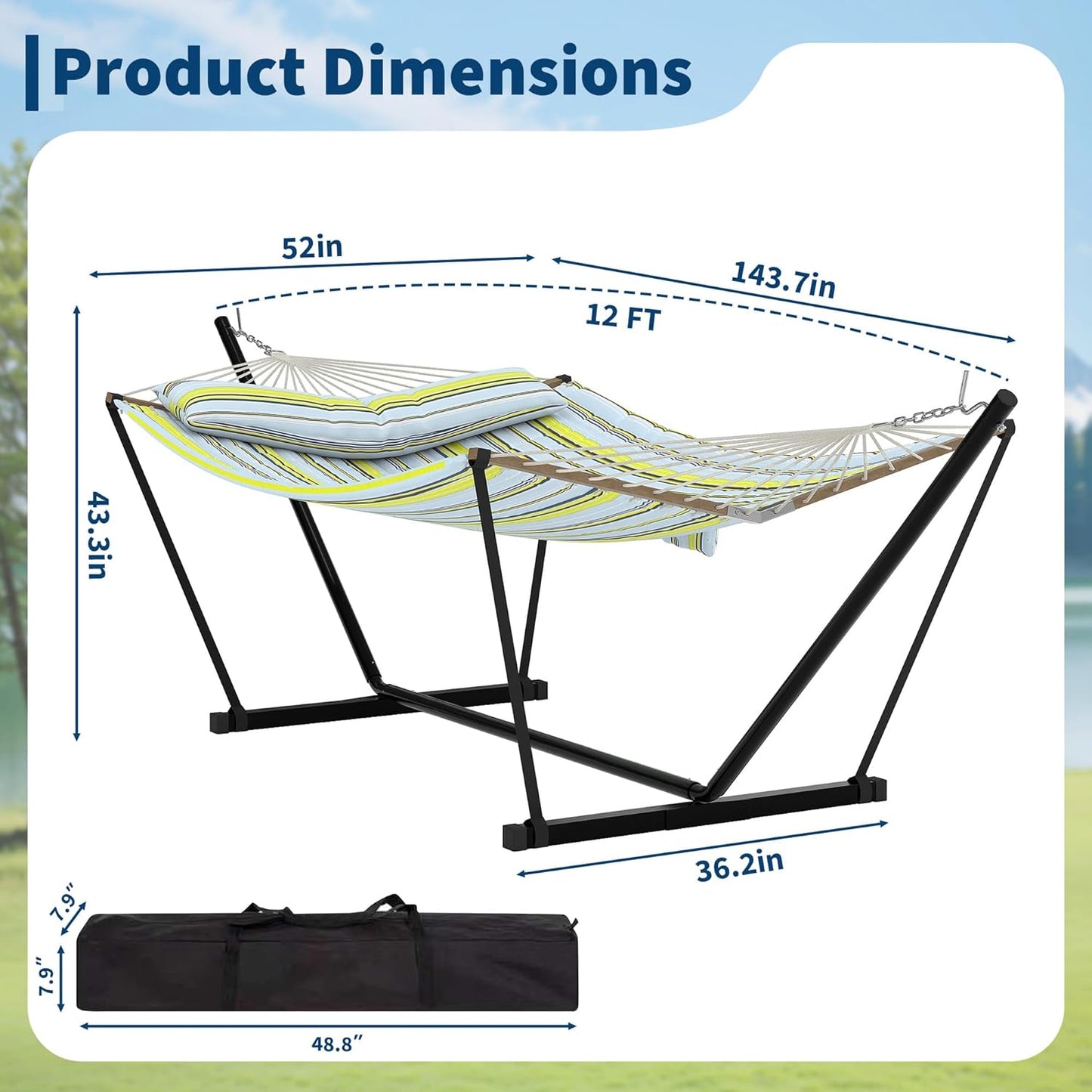 Garvee Double Hammock with Stand, Heavy Duty with Balance Rope