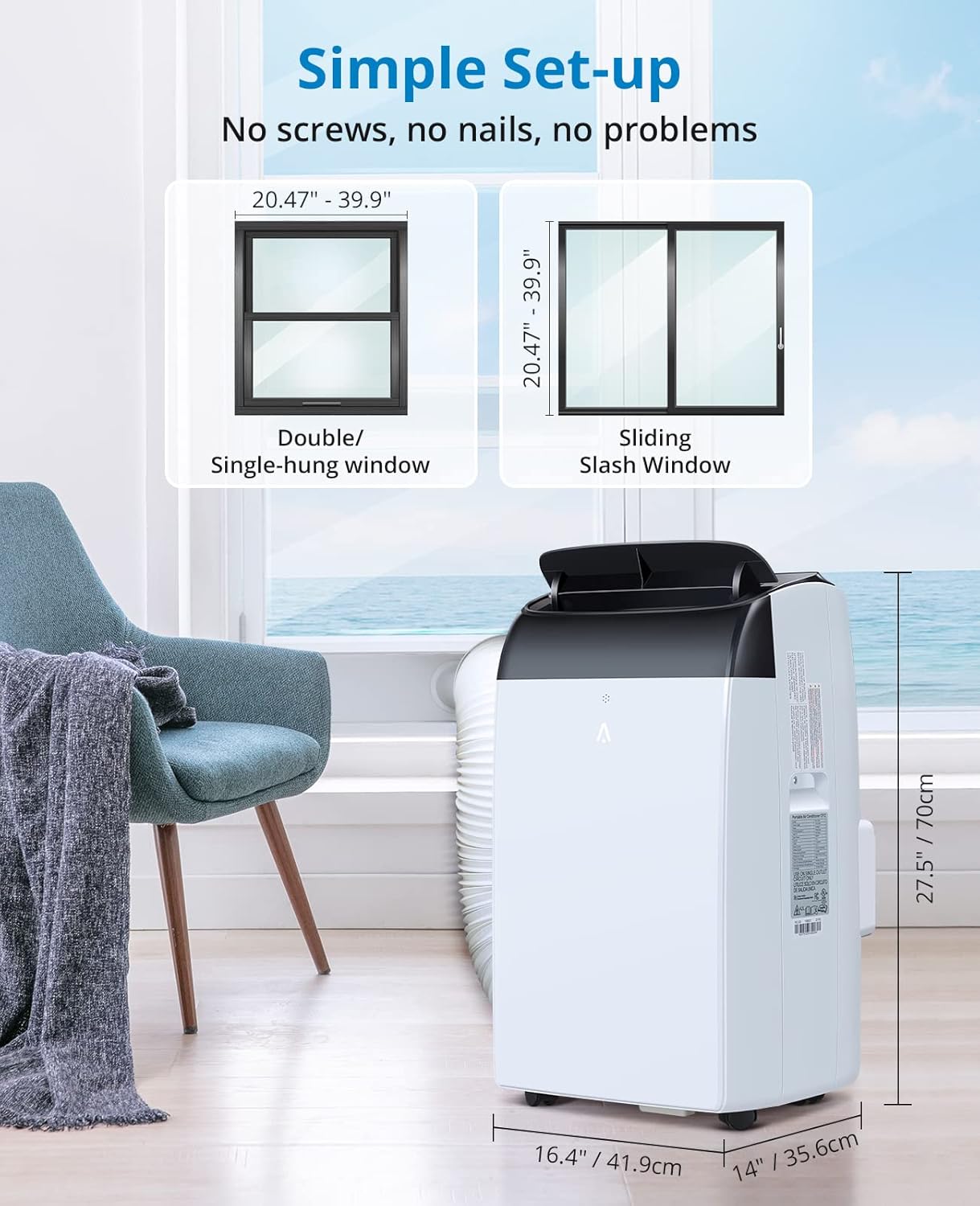 Goldensoil 14000 BTU 3-in-1 Portable AC Unit with Dehumidifier & Cooling Fan,Up to 550 Sq.Ft,Black