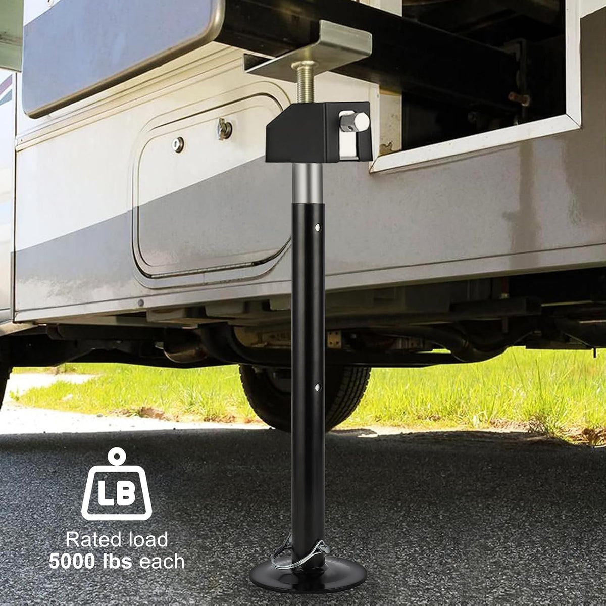 Riedhoff Steel RV Stabilizers, 20000 lbs, 21" to 34.25" Adjustable Height, 5.31" x 4.92" x 34.25", 4 Pack