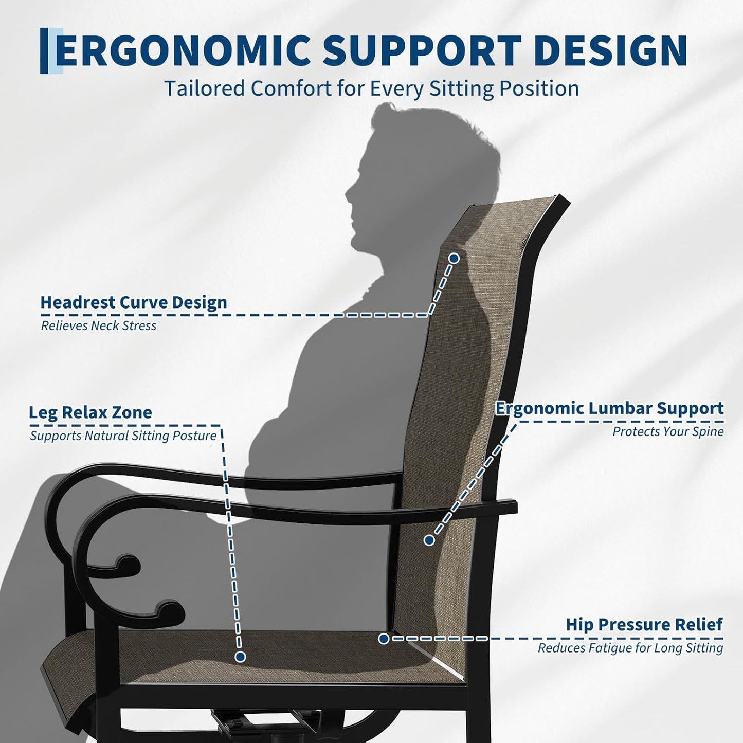 Riedhoff Patio Swivel Chairs Set of 2, with High Back, 23 x 20 x 40"