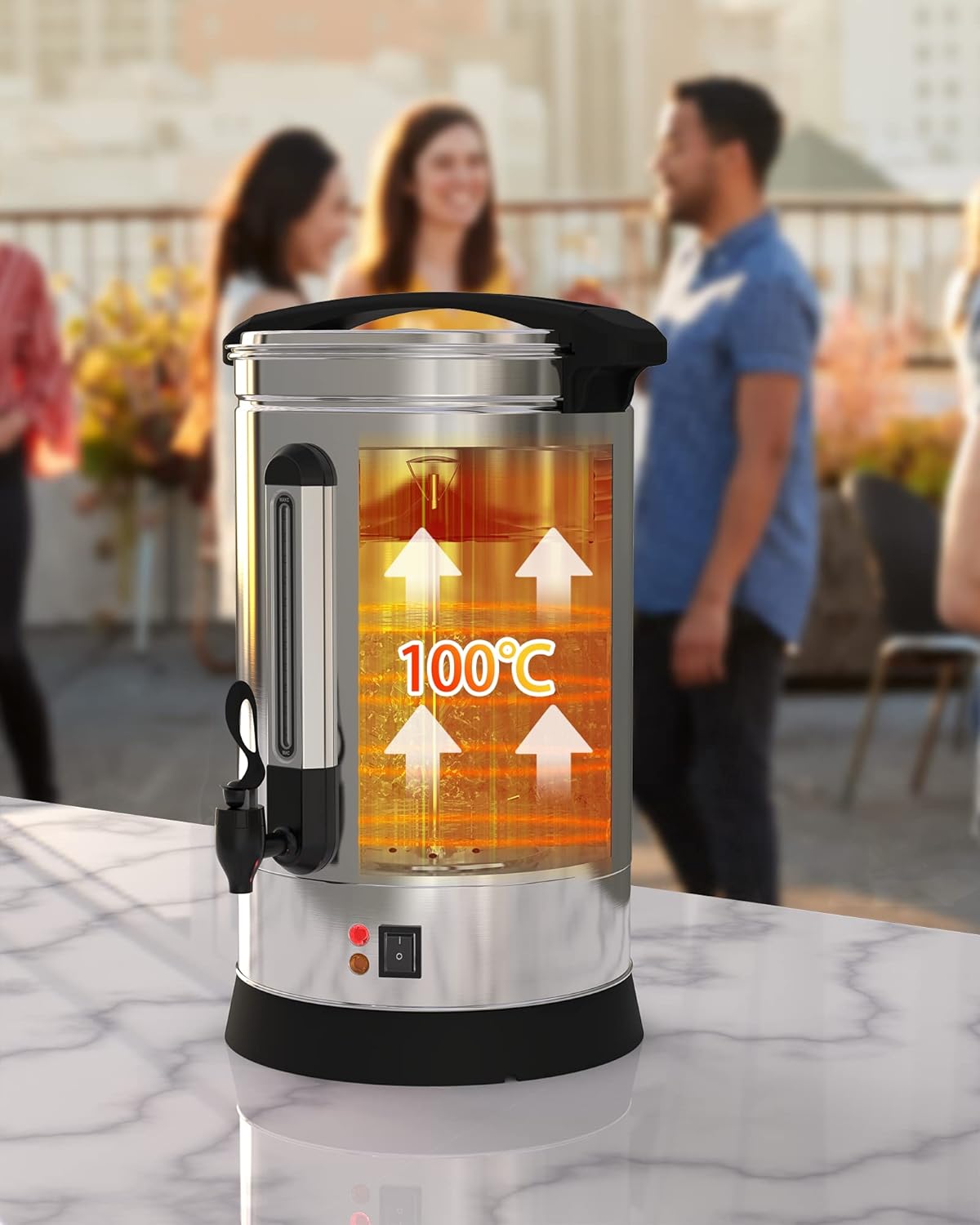 Garvee Coffee Urn, Stainless Steel Hot Water Dispenser, Silver