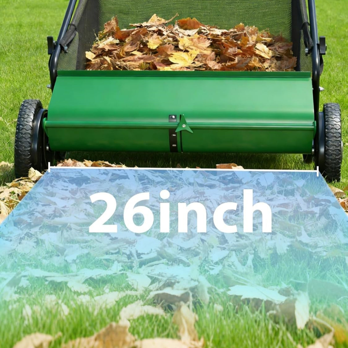 Riedhoff 26" Push Lawn Sweeper,4 Spinning Brushes, 7 Cu. Ft Capacity Collection Bag, Adjustable Height