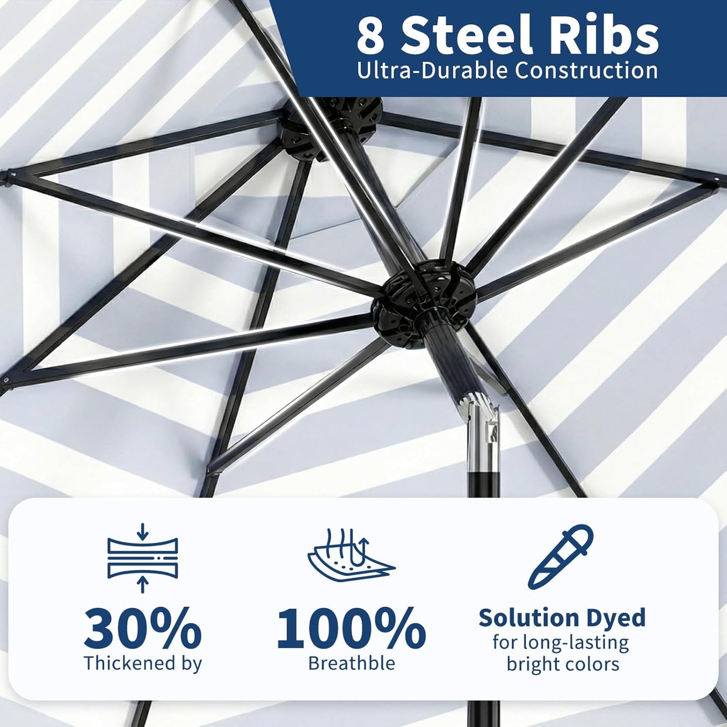 Garvee 9 ft Patio Table Umbrella, 8 Ribs, Crank Lift & Push Button Tilt