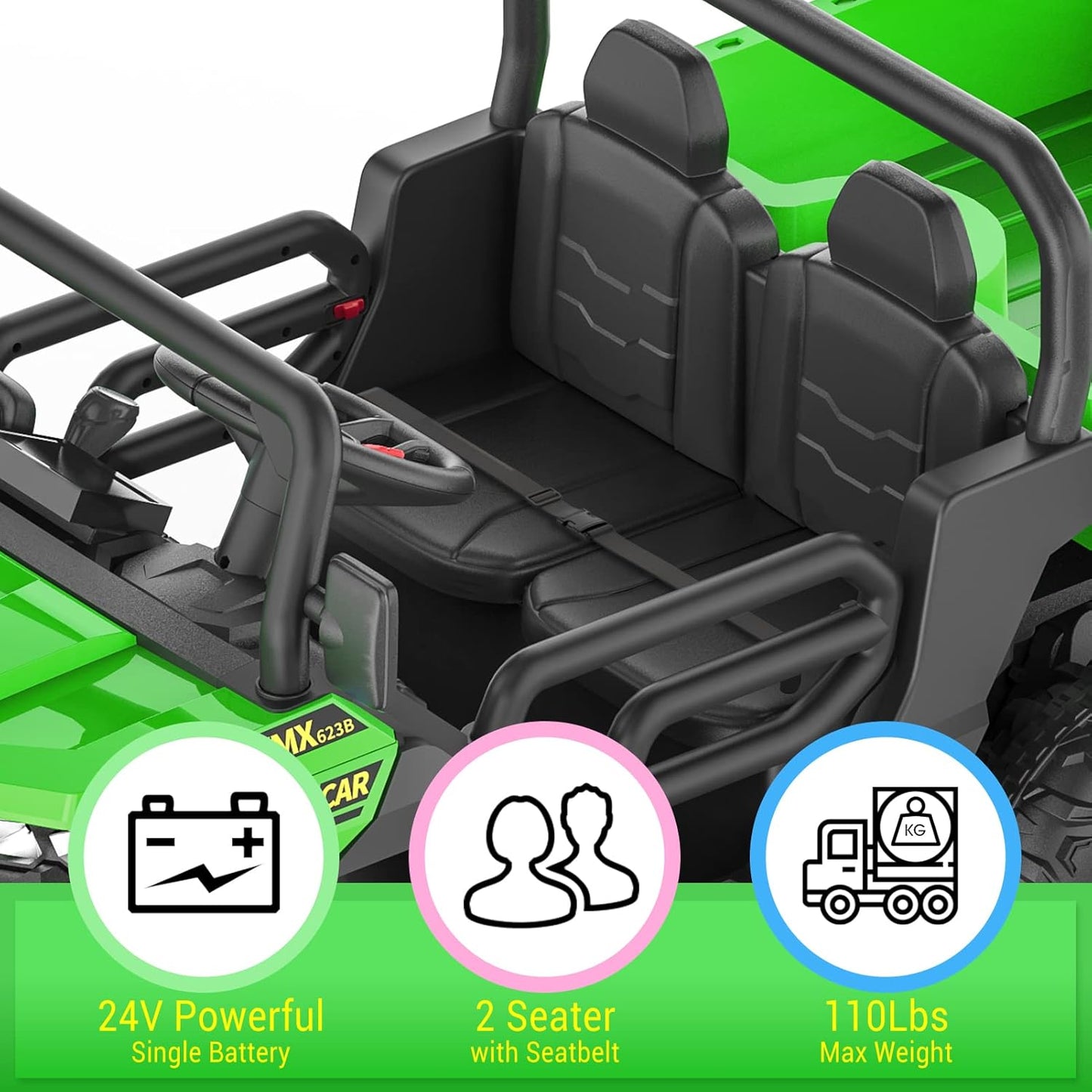 Garvee 24V Ride On Dump Truck for Kids, 4 x 75W Motors