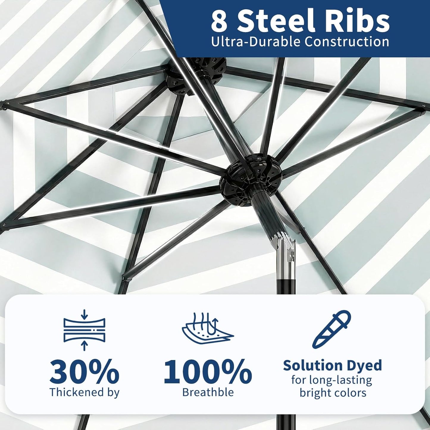 Garvee 9 ft Patio Table Umbrella, 8 Ribs, Crank Lift & Push Button Tilt