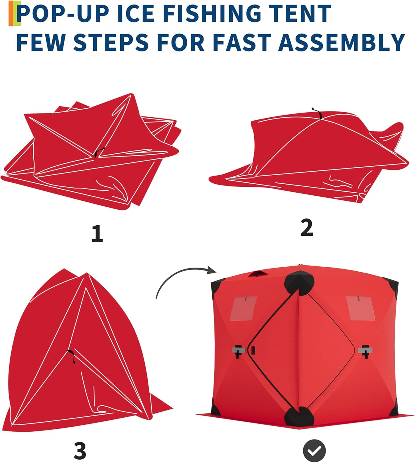 Garvee Ice Fishing Insulated Tent, 6-7 Person Shelter, 70.8 x 70.8 x 78.7"