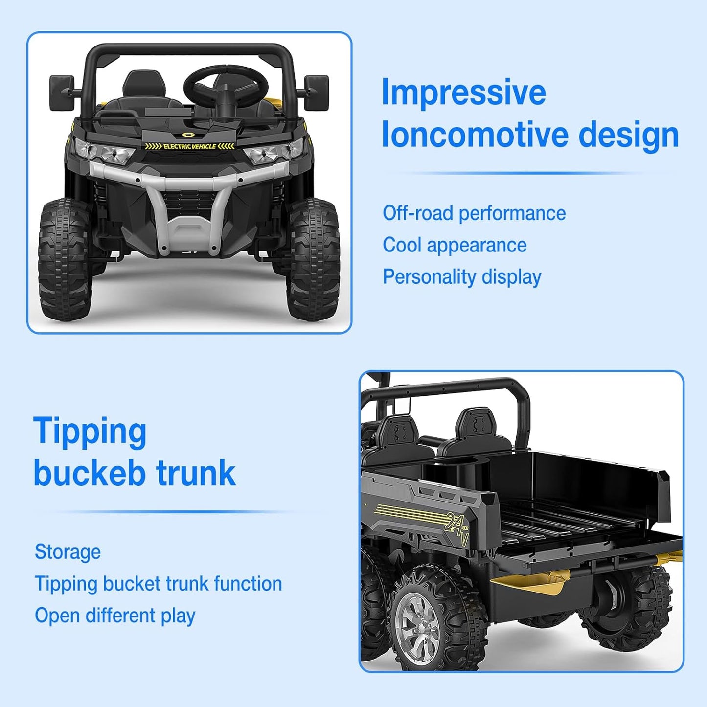 Garvee 24V Ride On Dump Truck for Kids, 4 x 75W Motors