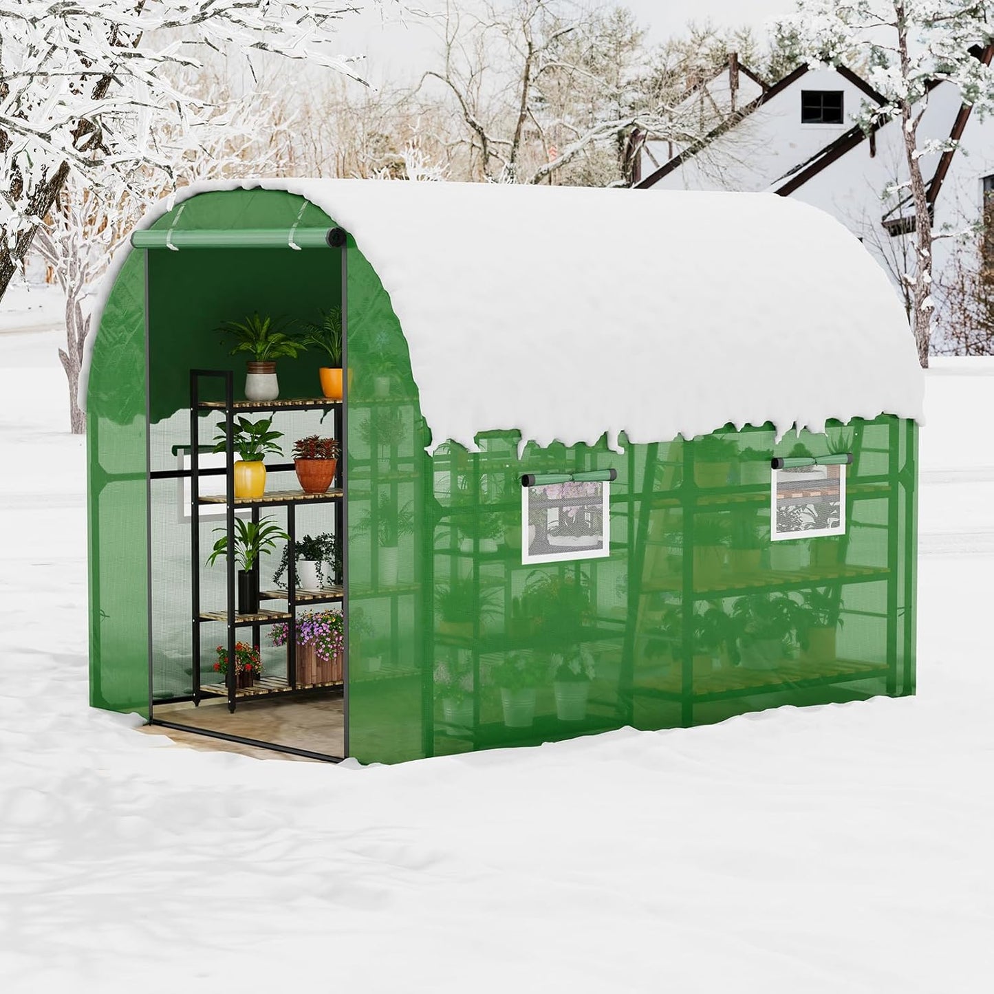 Garvee Portable Walk-in Greenhouse 98.42 x 78.74 x 78.74", Upgraded Heavy Duty Frame