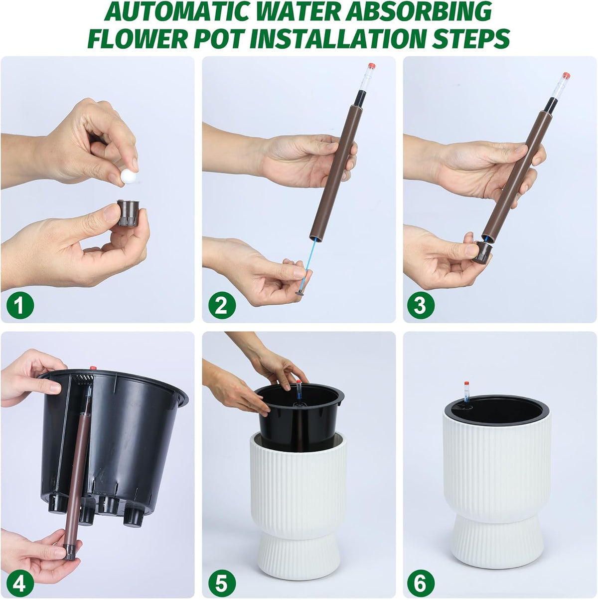 Riedhoff 14.2" Planters Pots Set of 2, with Inner Bucket & Water Level Monitor
