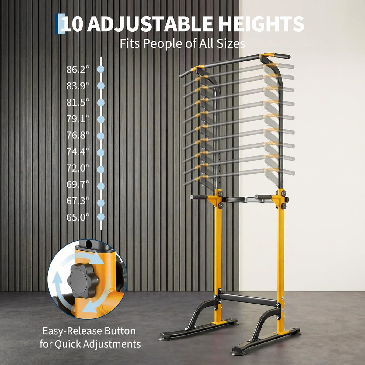 Riedhoff Power Tower Workout Station, Adjustable Pull Up Bar with Dip Bars, 10 Height Levels