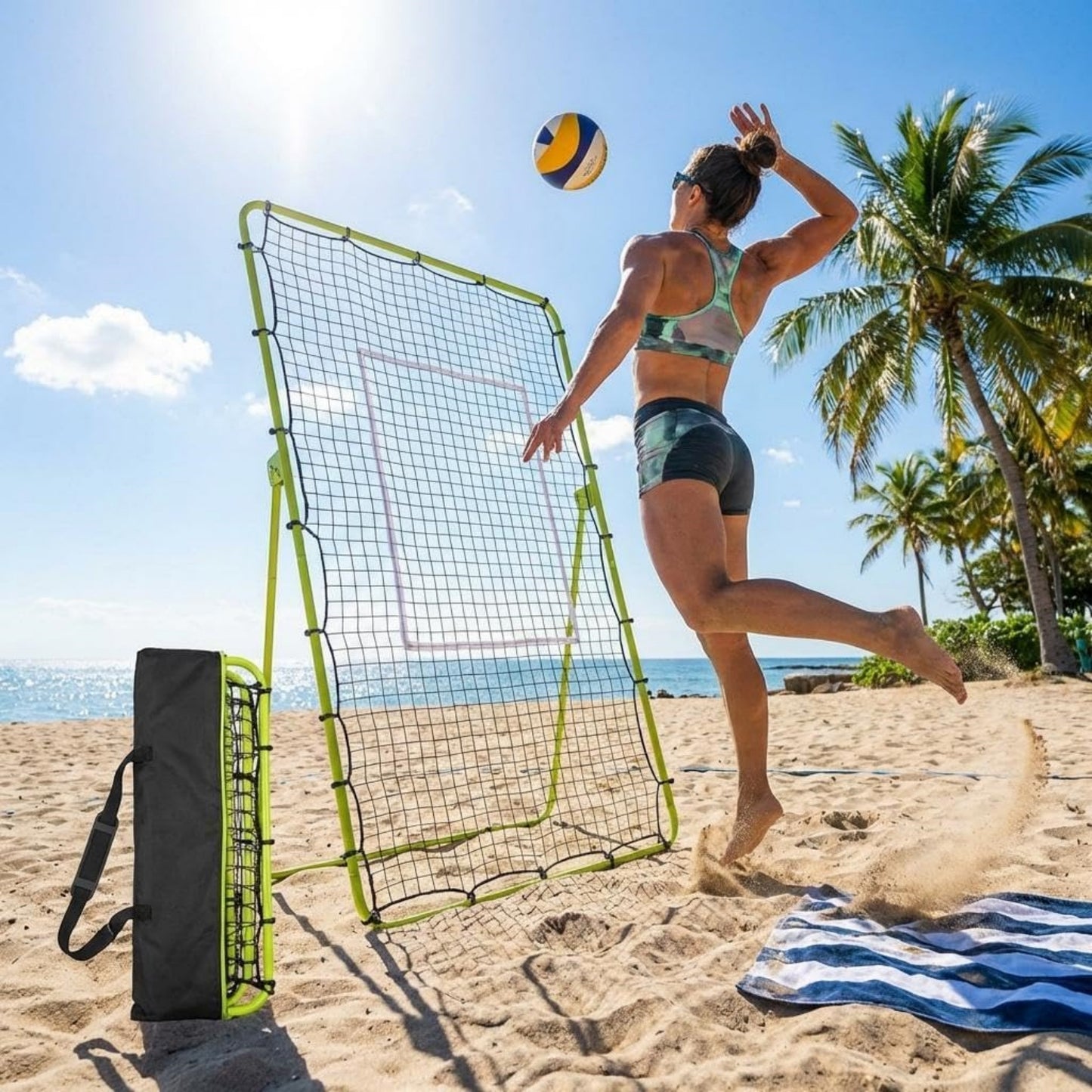 Riedhoff Volleyball Rebounder Net 7 x 4 ft, Large Training Bounce Back Net