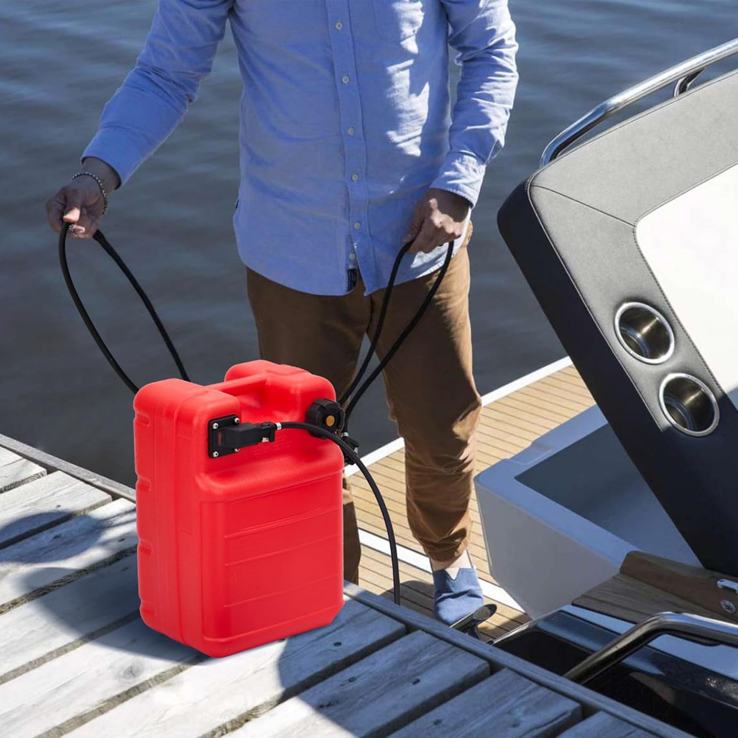 Riedhoff Marine Tank, with Line and Hand Pump, Red