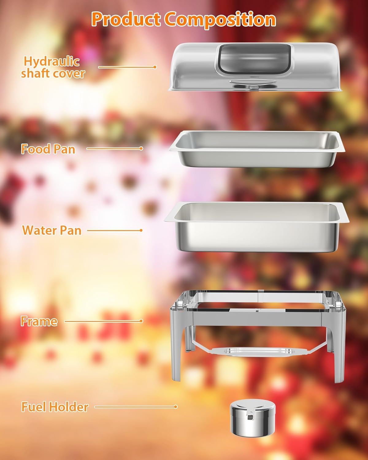 Garvee Chafing Dishes for Buffet 9 QT, with Roll Top & Glass Window, Full Size, Silver