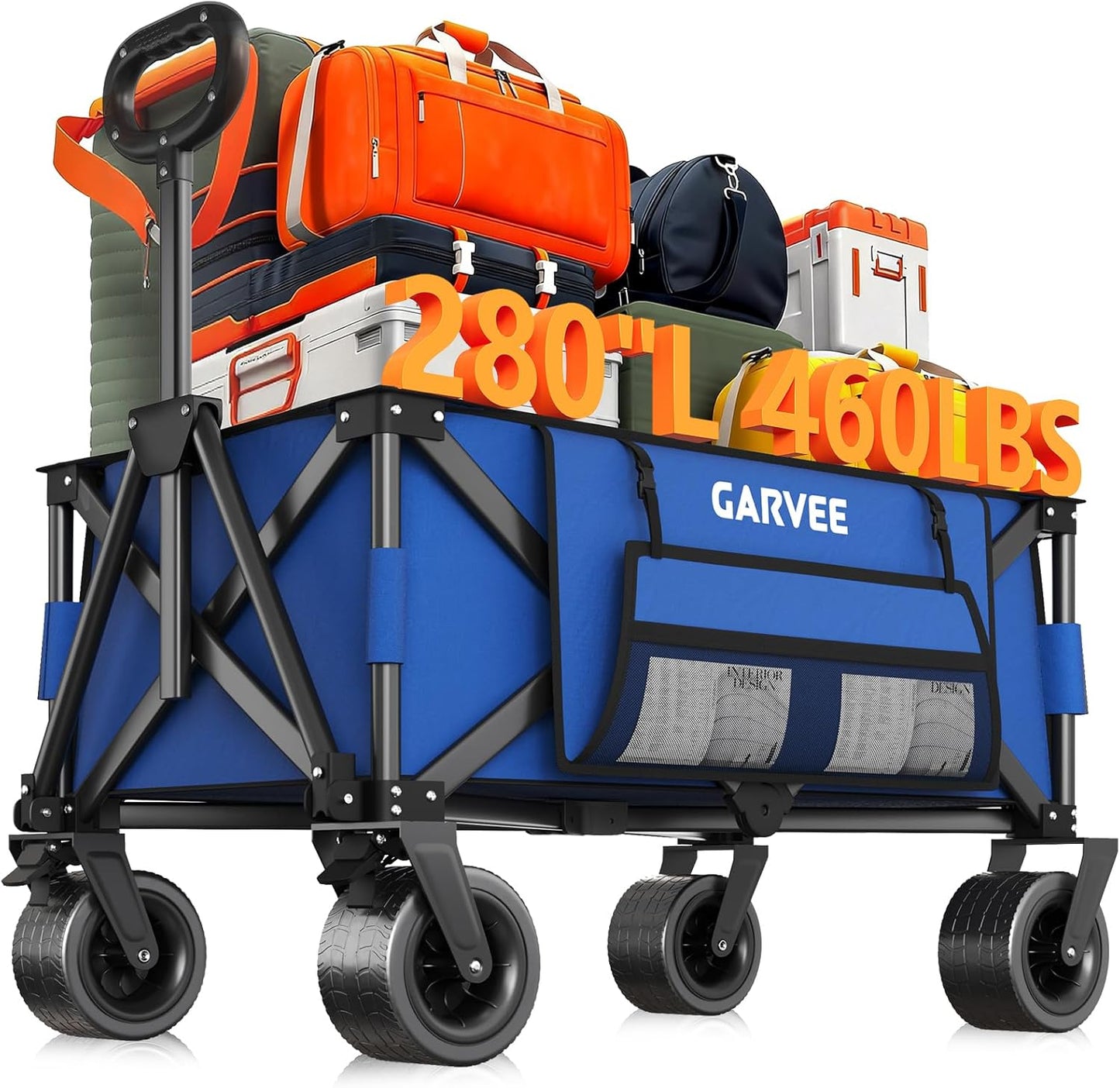 Garvee Large Foldable Wagon Carts, 480 ibs Weight Capacity, 280L with 4" Width Wheels