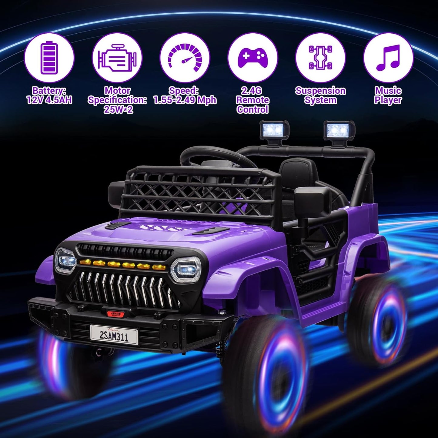 Garvee Kids Ride On Truck Car TR2311 with Remote Controller, LED Lights & Music, Age 3+