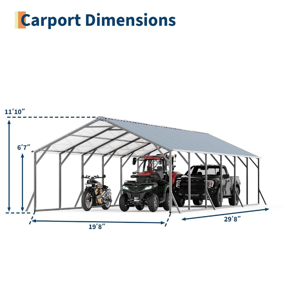 Garvee Metal Carport, Heavy-Duty
