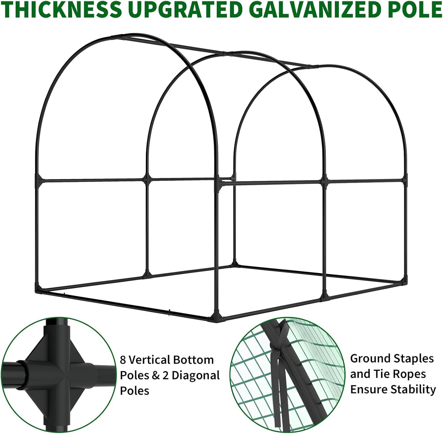 Garvee Portable Walk-in Greenhouse 98.42 x 78.74 x 78.74", Upgraded Heavy Duty Frame
