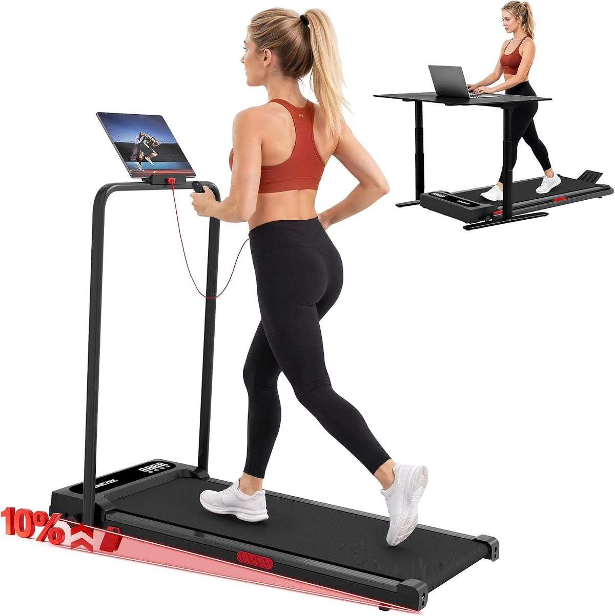 Riedhoff Folding Walking Pad Treadmill for Home, 3.0 HP Under Desk Treadmill with Smart APP