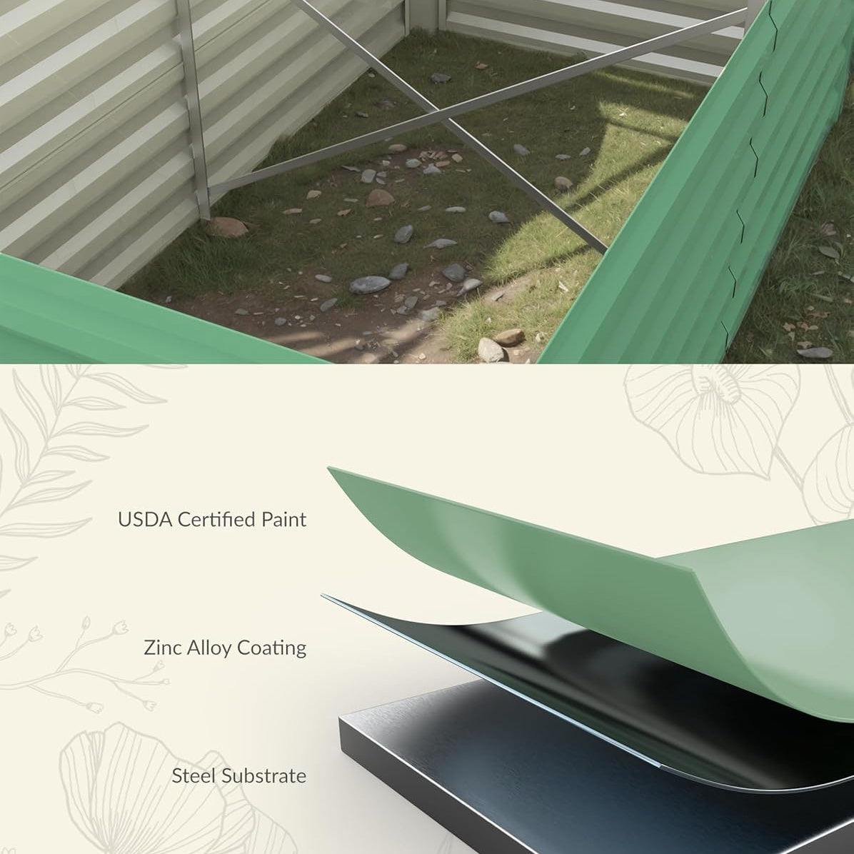 Riedhoff Steel Raised Garden Bed, Square Shape