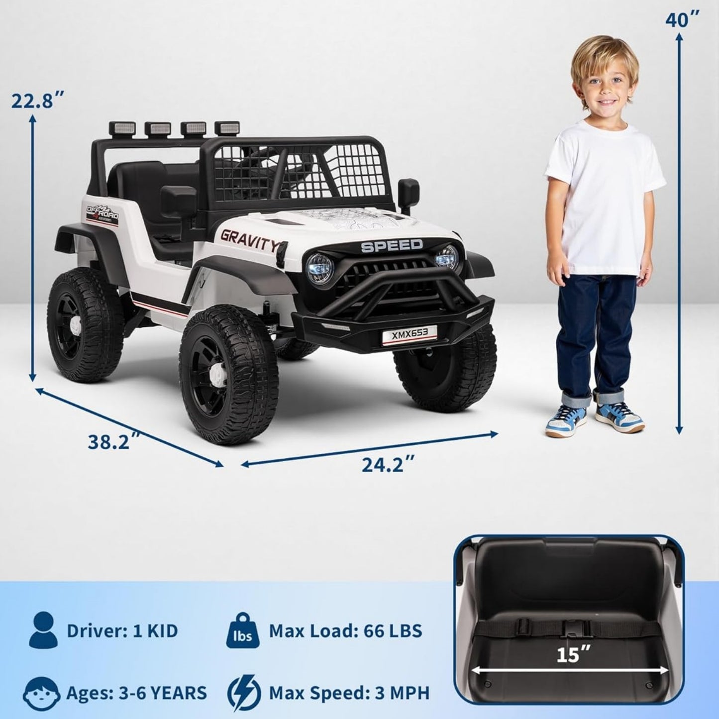 Garvee 12V Kids Ride on Car with Remote Controller, for Children 3-6 Years
