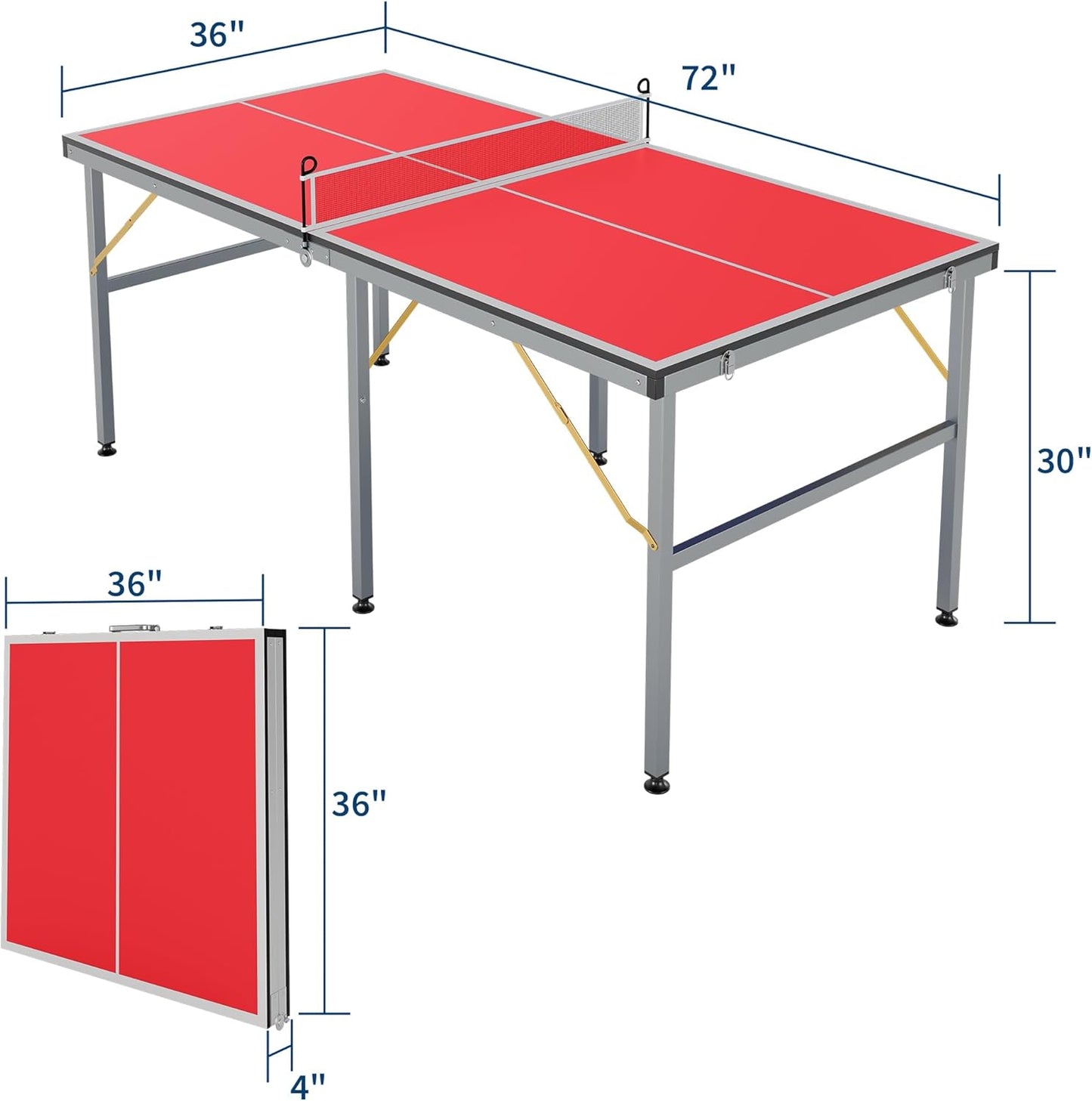 Riedhoff Portable Table Tennis Table, Ultra-Compact Design with Net, 2 Paddles & 3 Balls