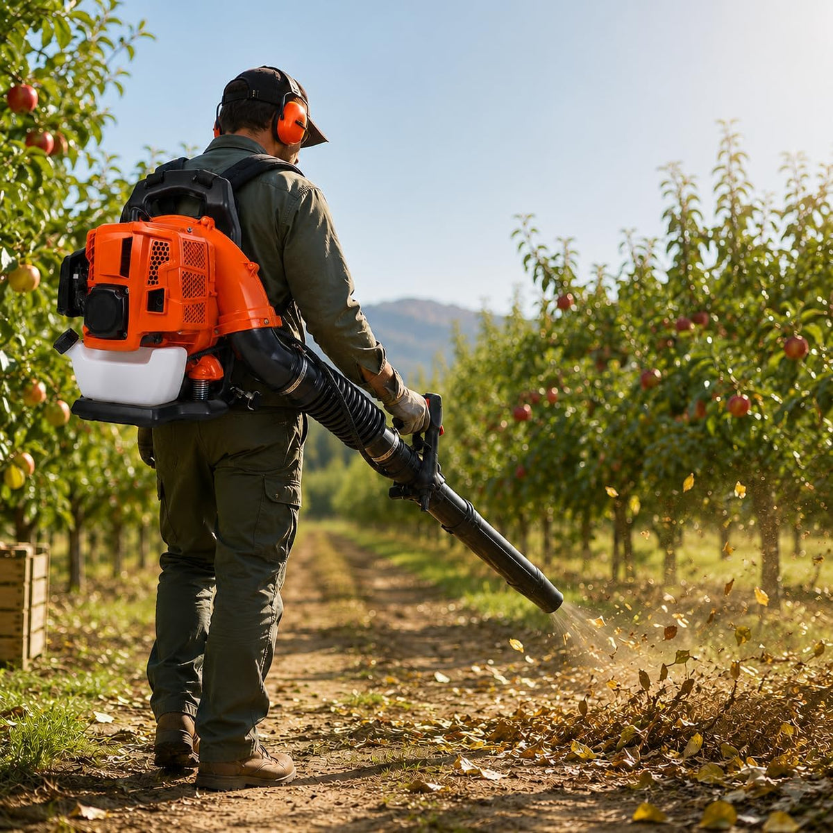 Riedhoff Gas Leaf Blower with Backpack, 43 CC, 2.2 HP, 780 CFM, 270 mph, Orange