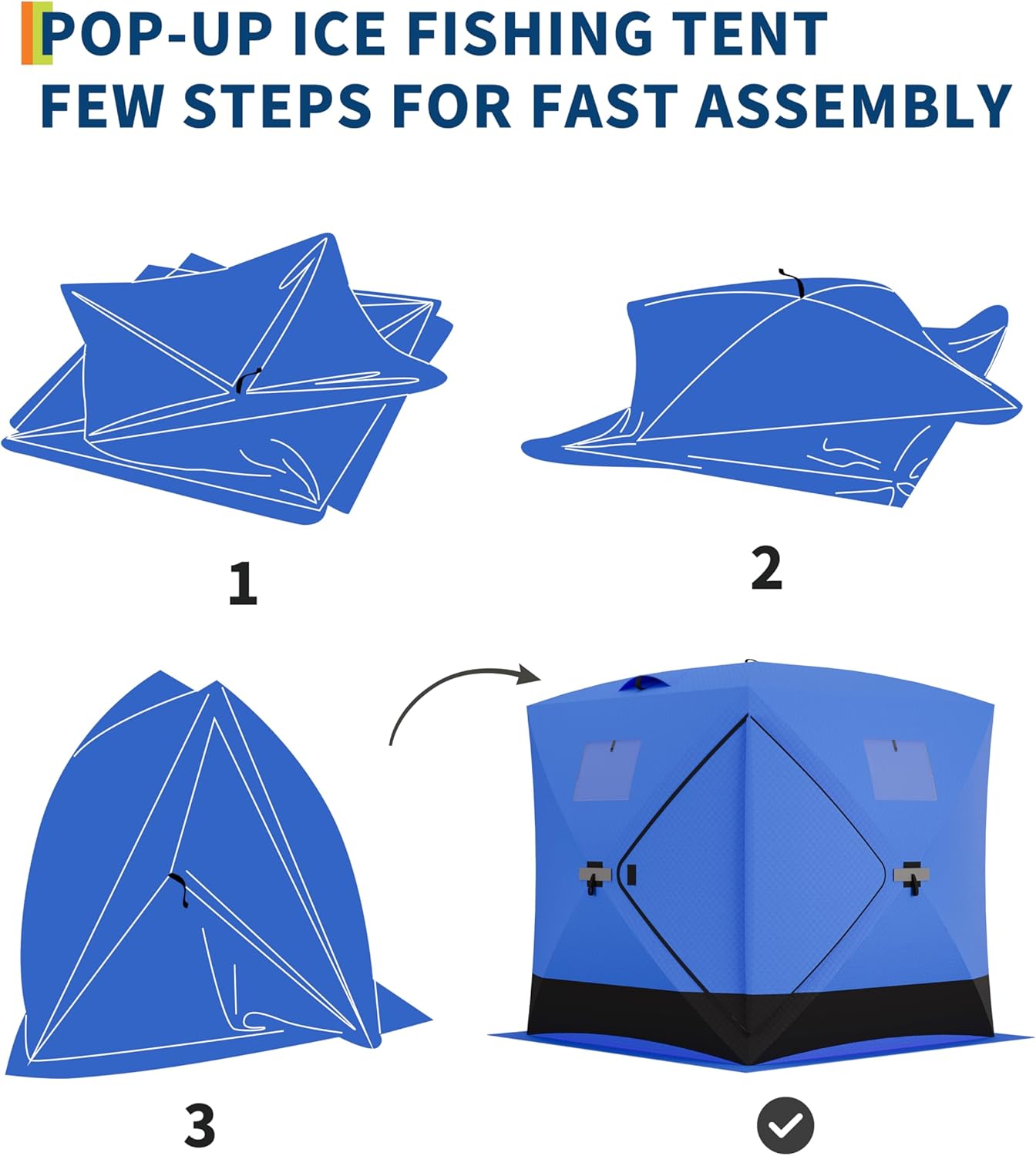Garvee Ice Fishing Insulated Tent, 6-7 Person Shelter, 70.8 x 70.8 x 78.7"