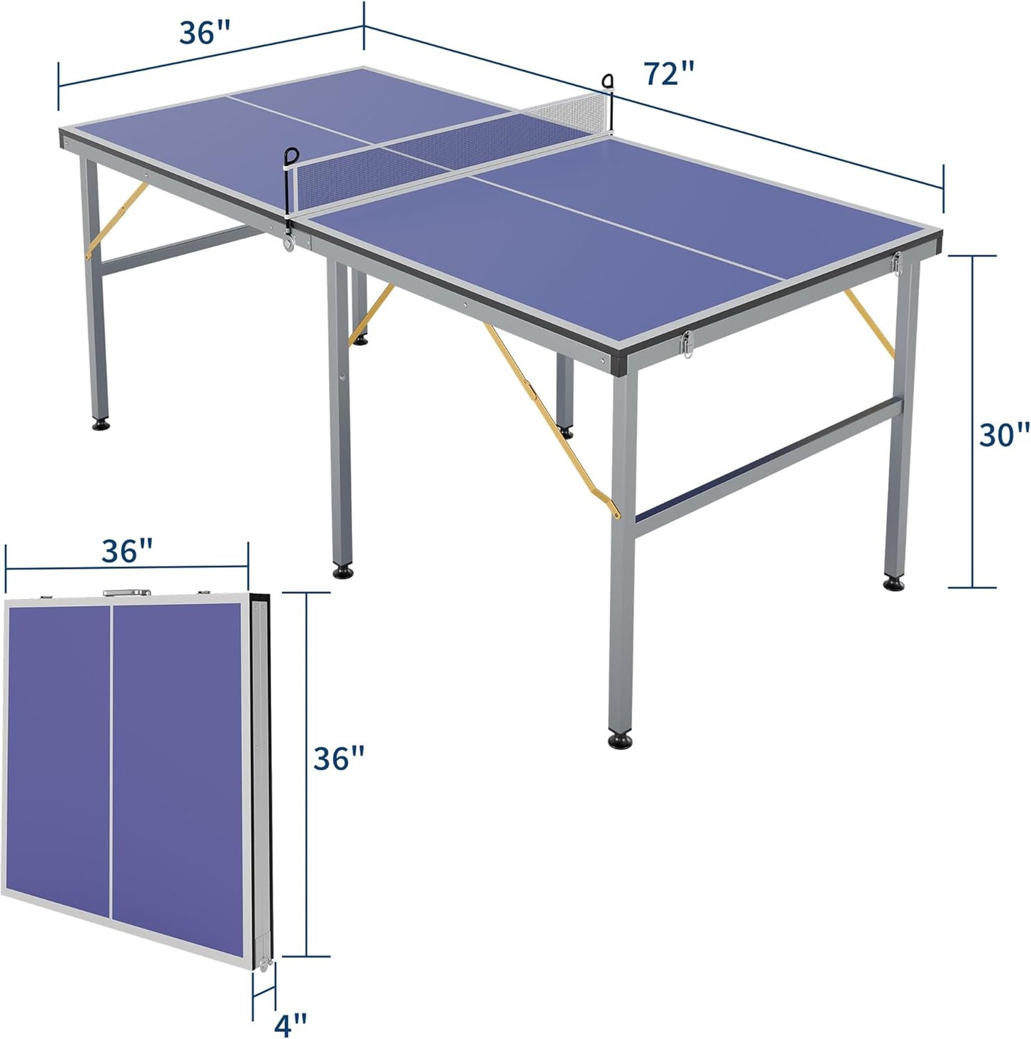 Riedhoff Portable Table Tennis Table, Ultra-Compact Design with Net, 2 Paddles & 3 Balls
