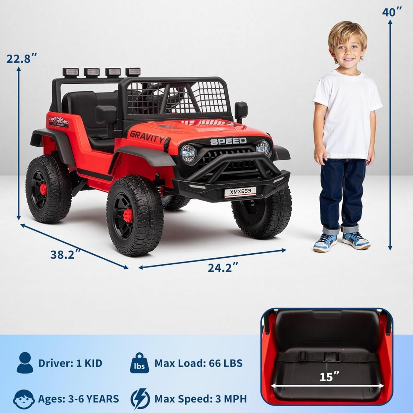 Garvee 12V Kids Ride on Car with Remote Controller, for Children 3-6 Years